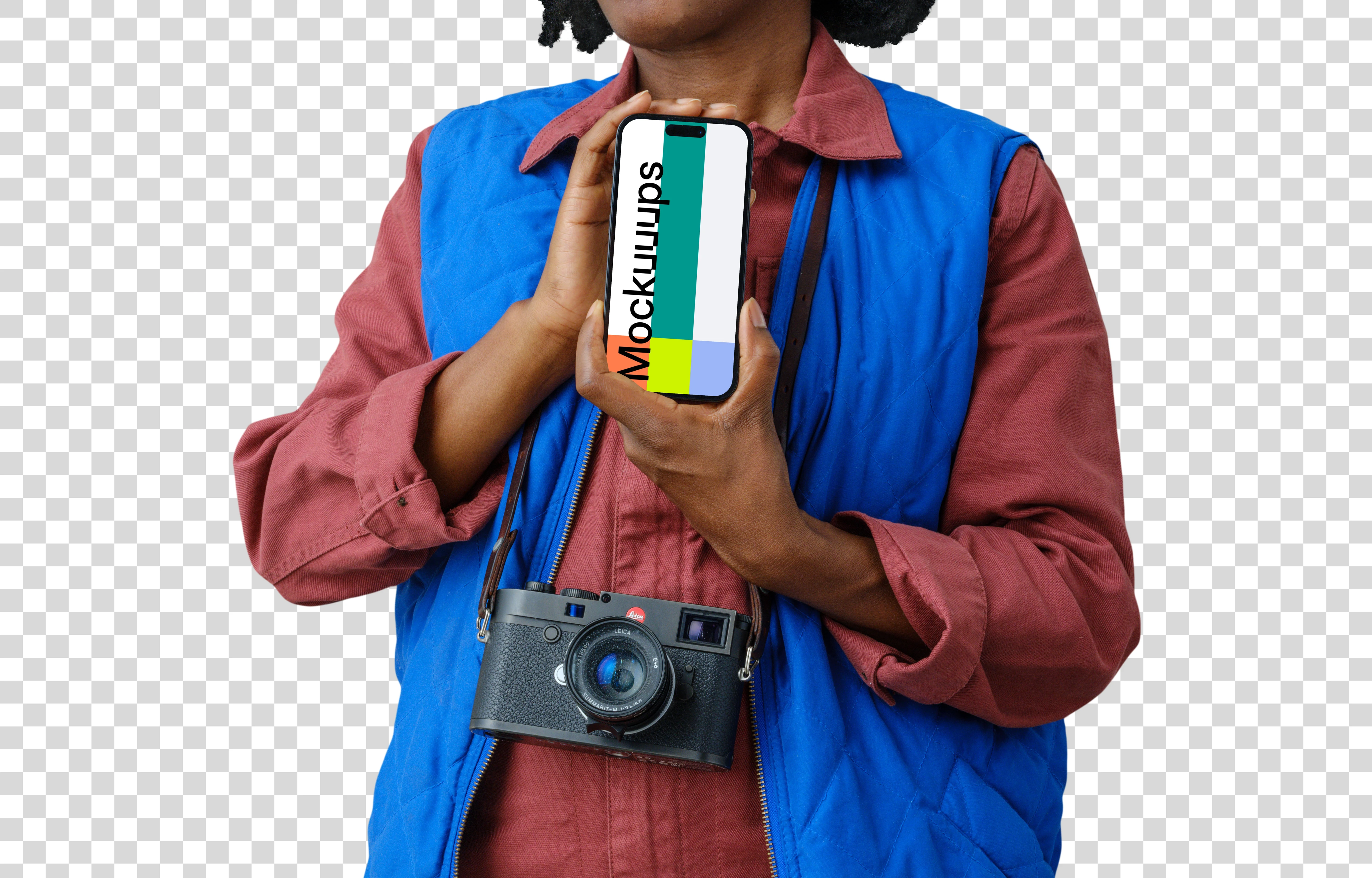 iPhone mockup and female photographer