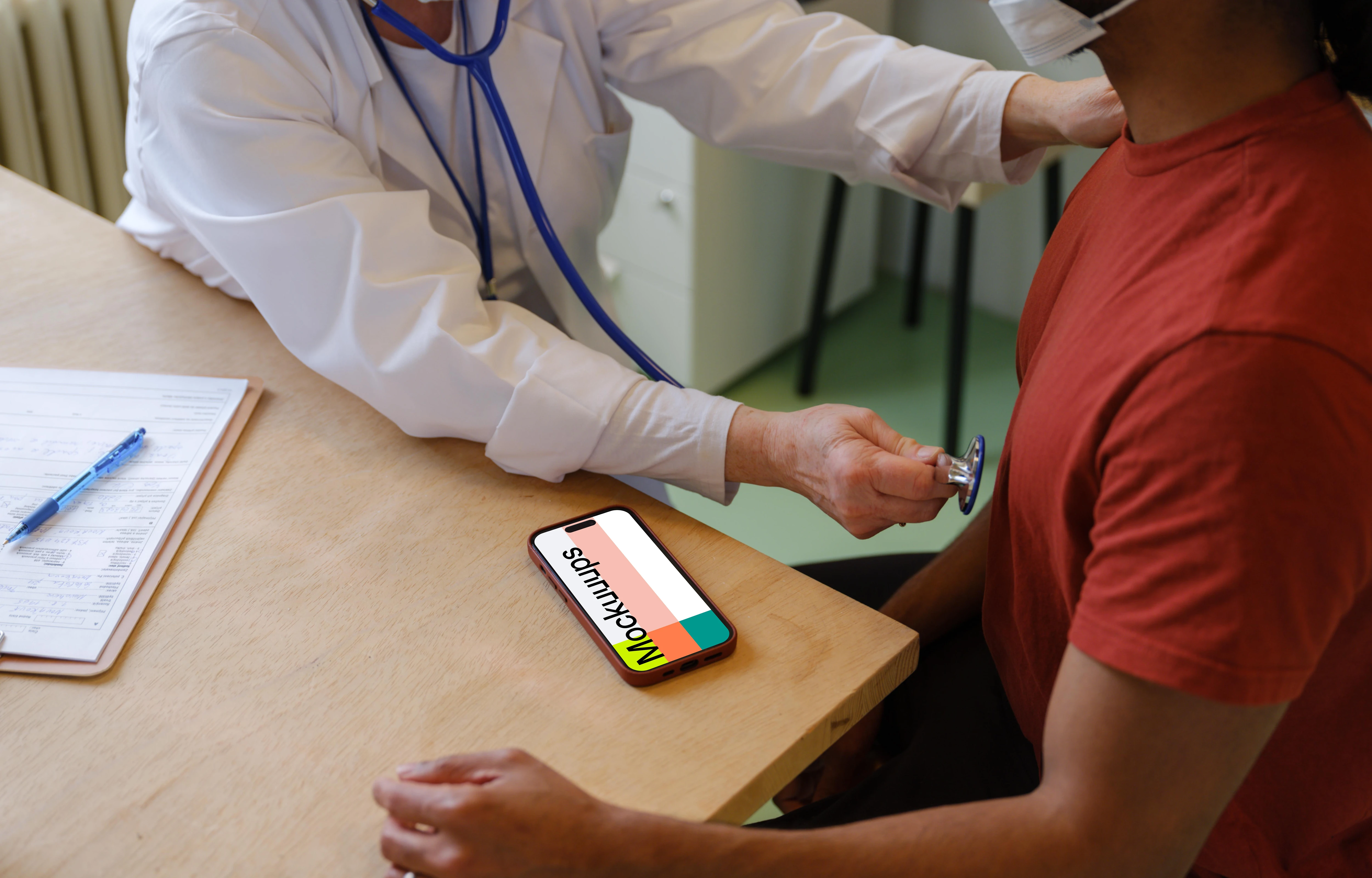 iPhone mockup in the medical environment