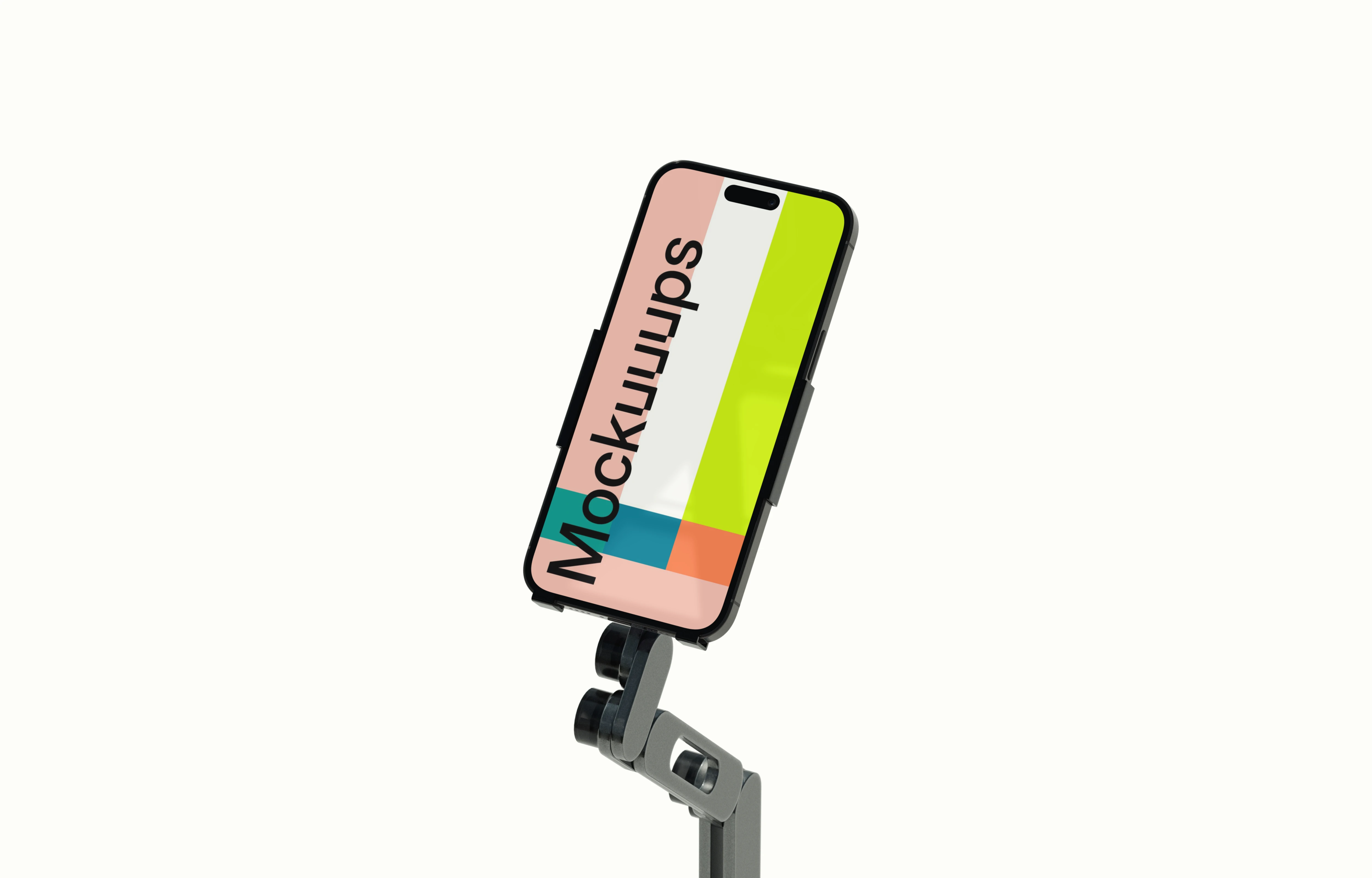 iPhone mockup on adjustable stand with transparent background