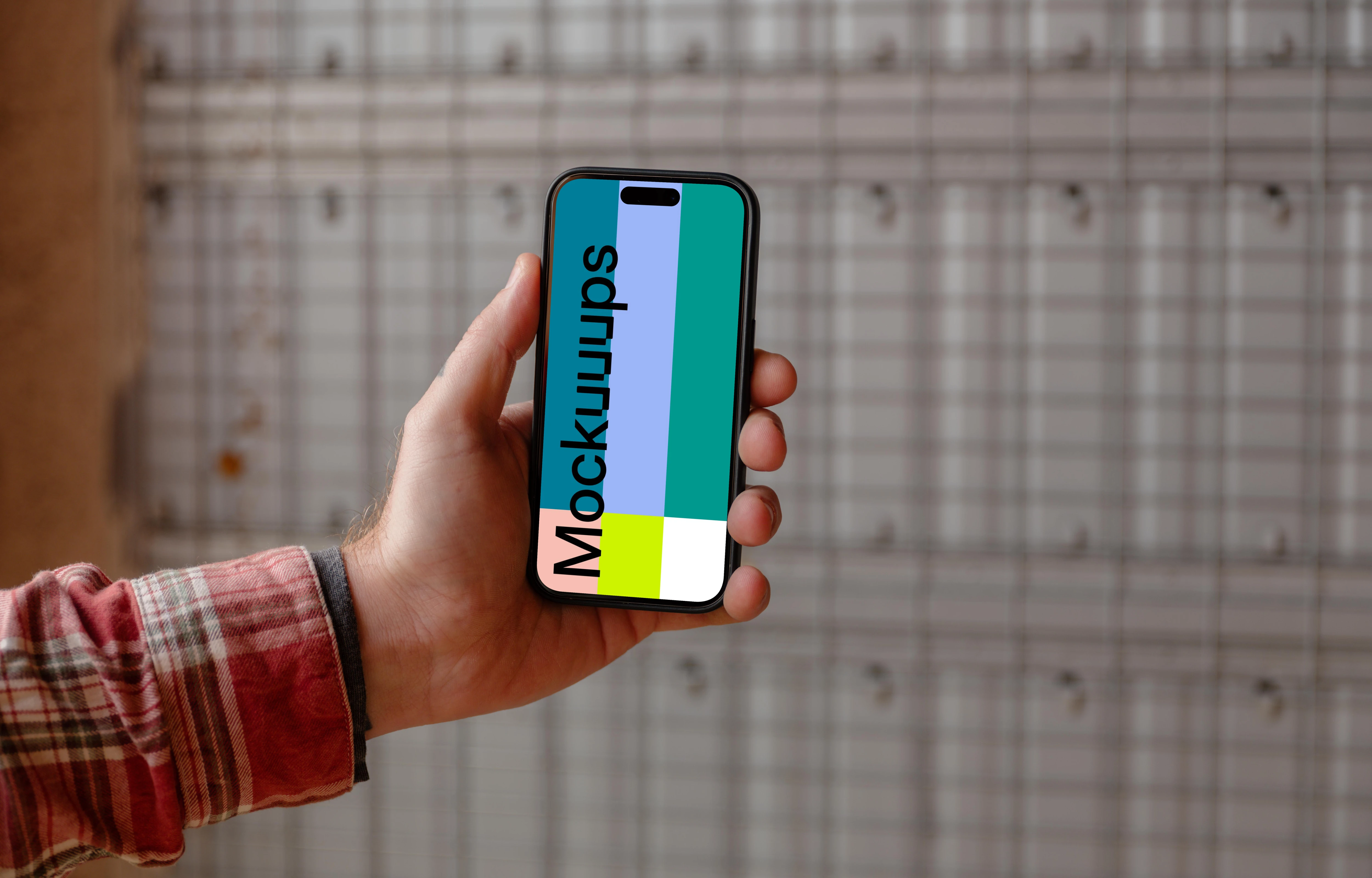 iPhone mockup with construction background