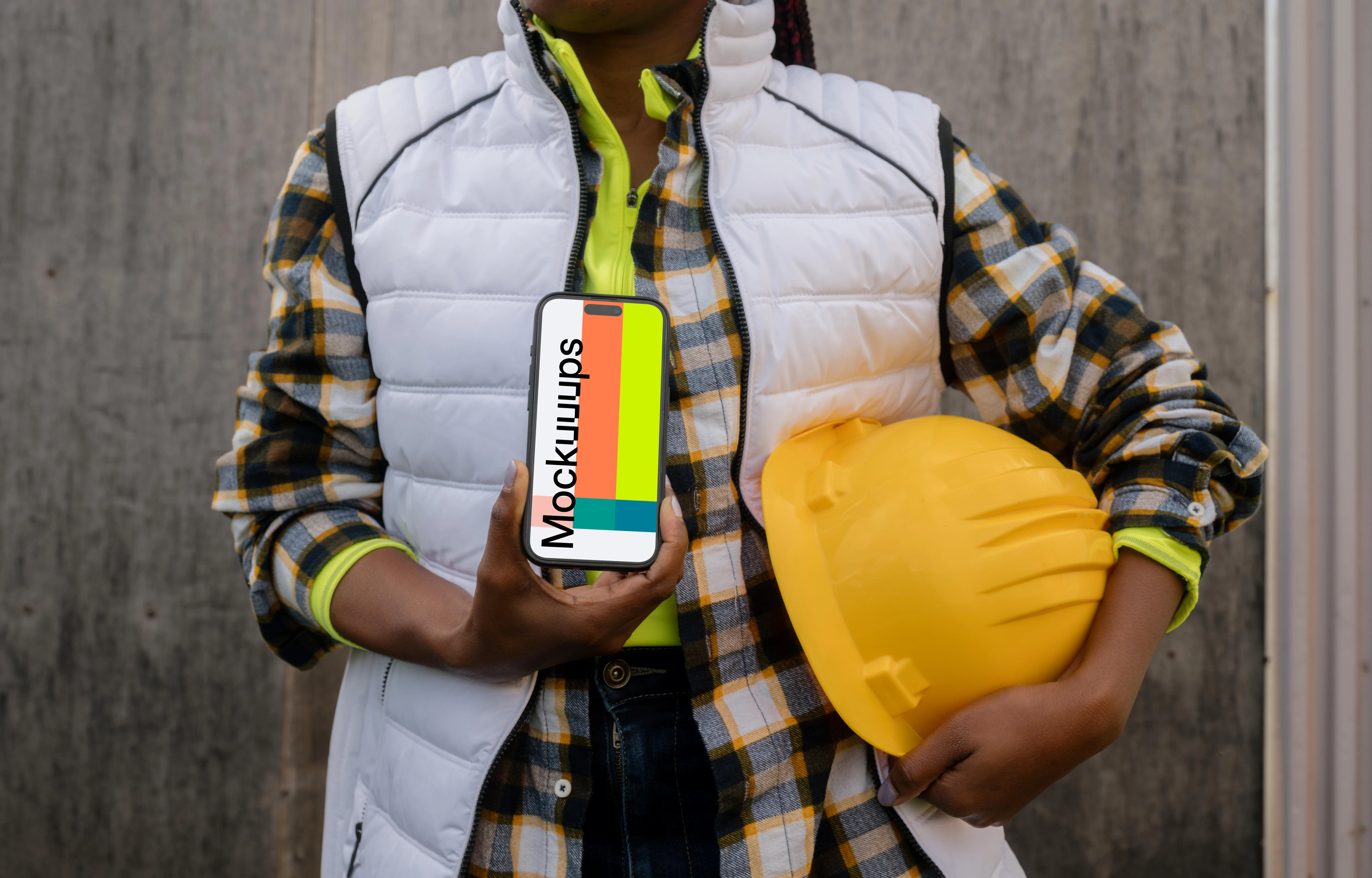 Free Construction iPhone 15 Pro Mockup