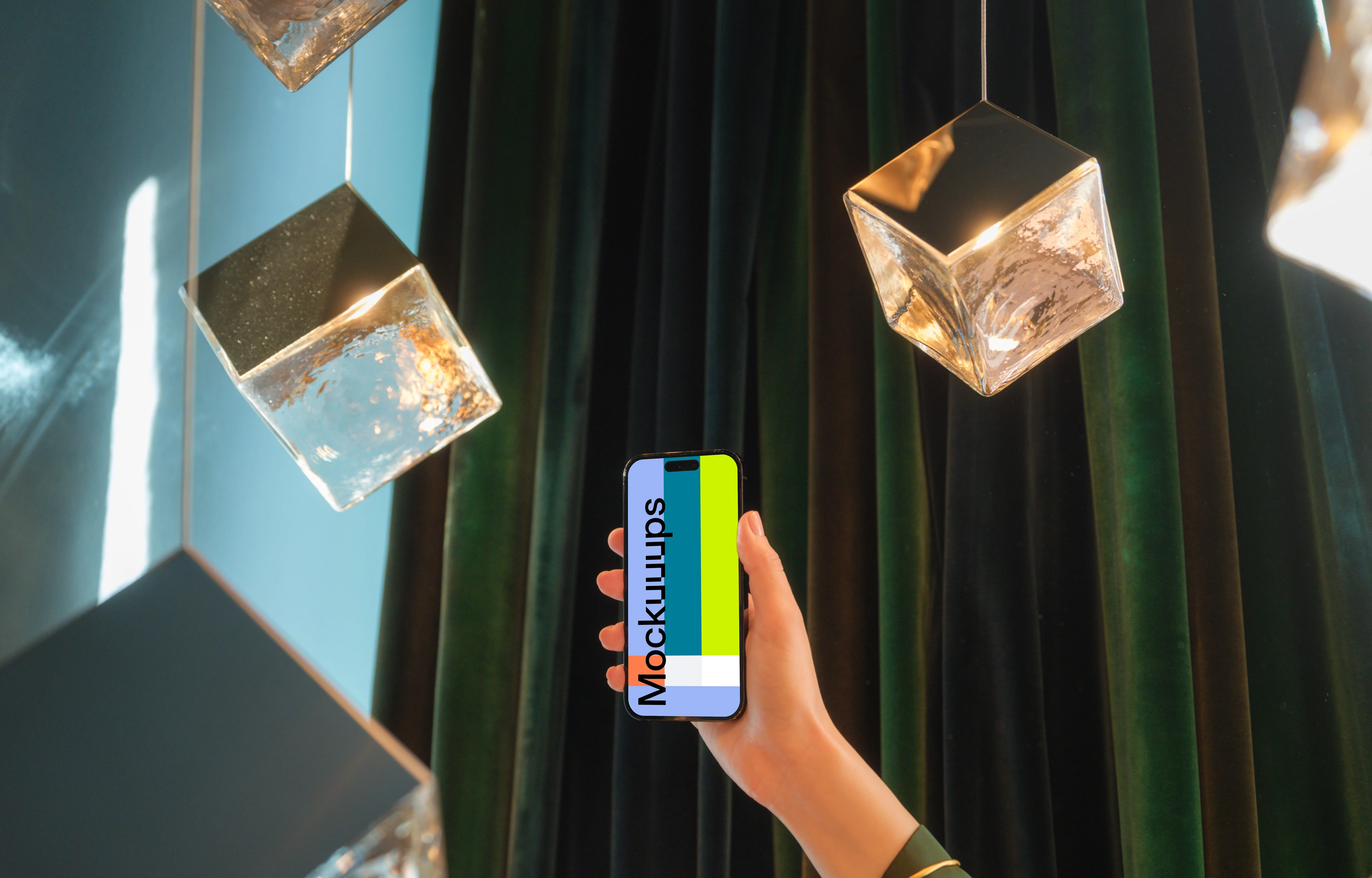 Sophisticated and minimalistic iPhone mockup in the office
