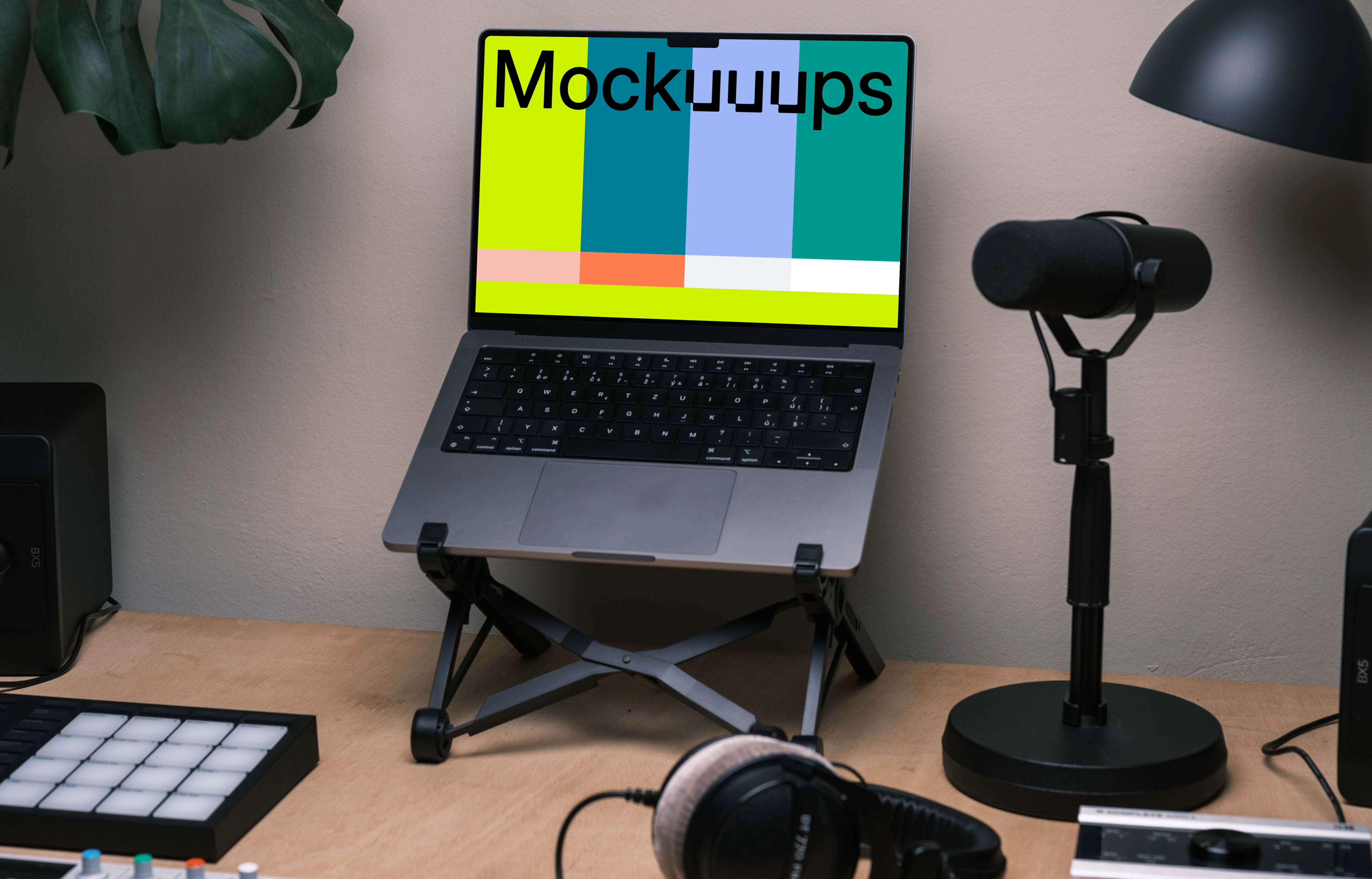 Laptop Mockup in the music studio