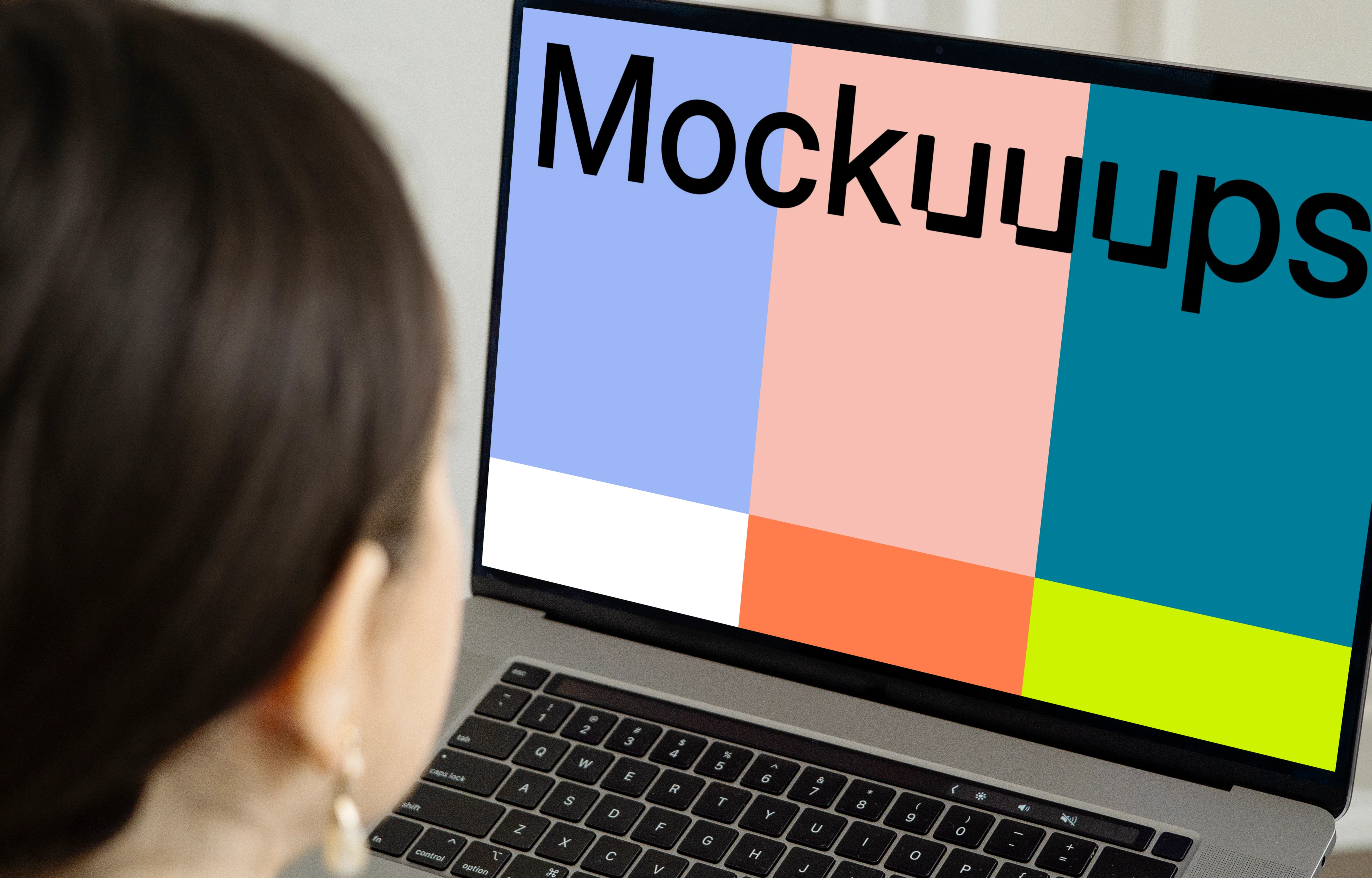 Laptop mockup in use by a lady