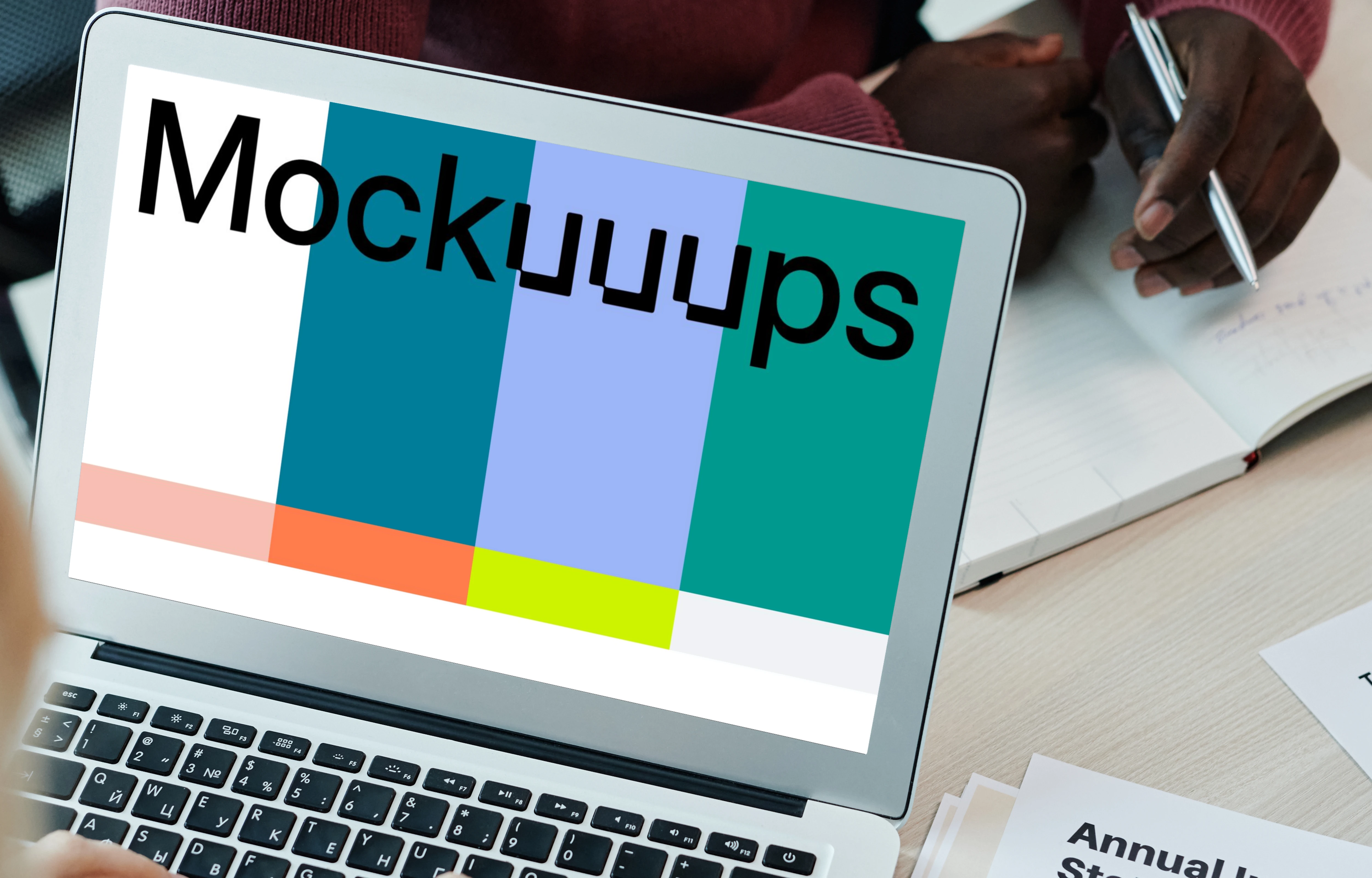 MacBook Air mockup in an office setting