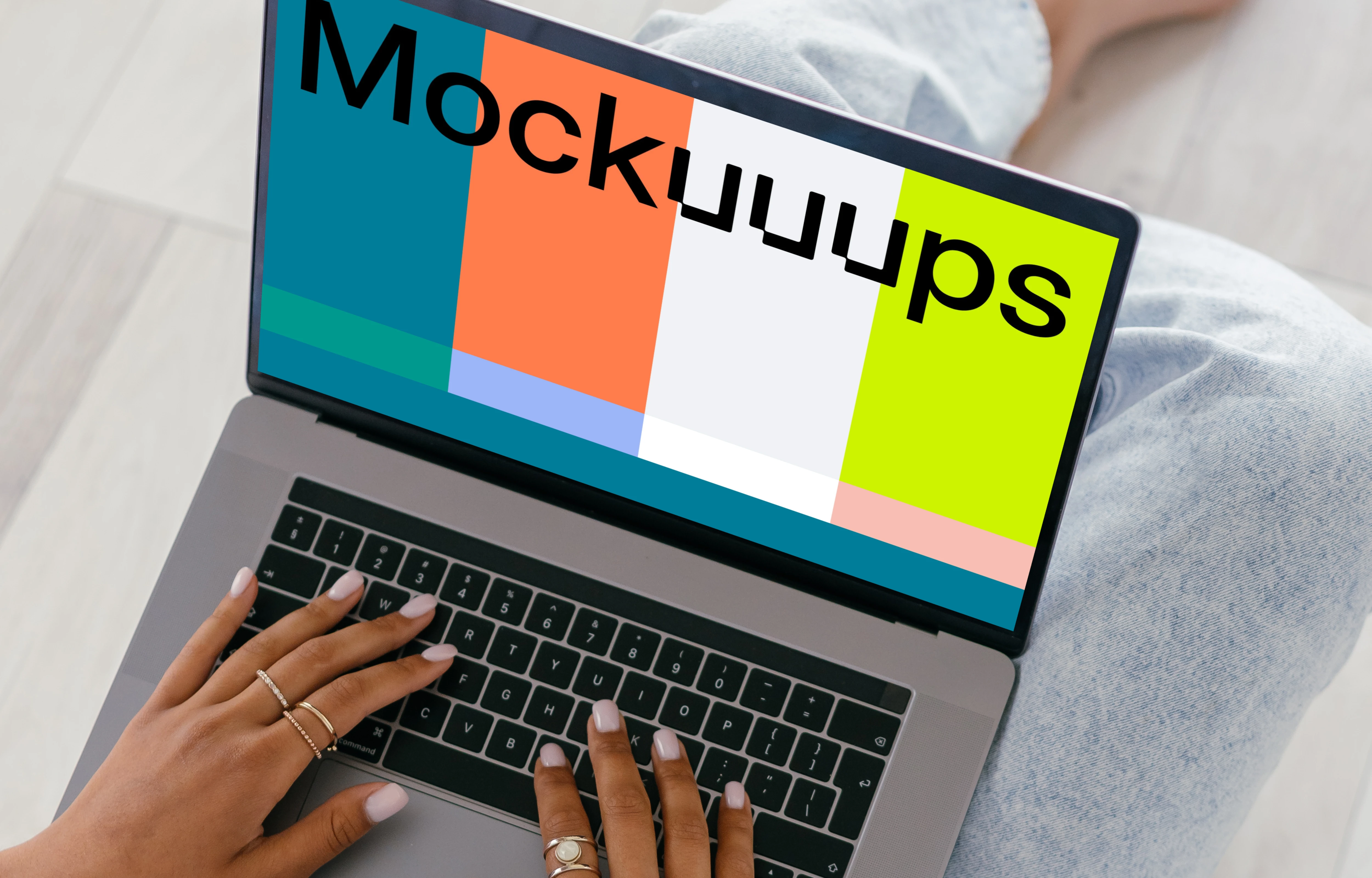 MacBook Air mockup on a user's lap