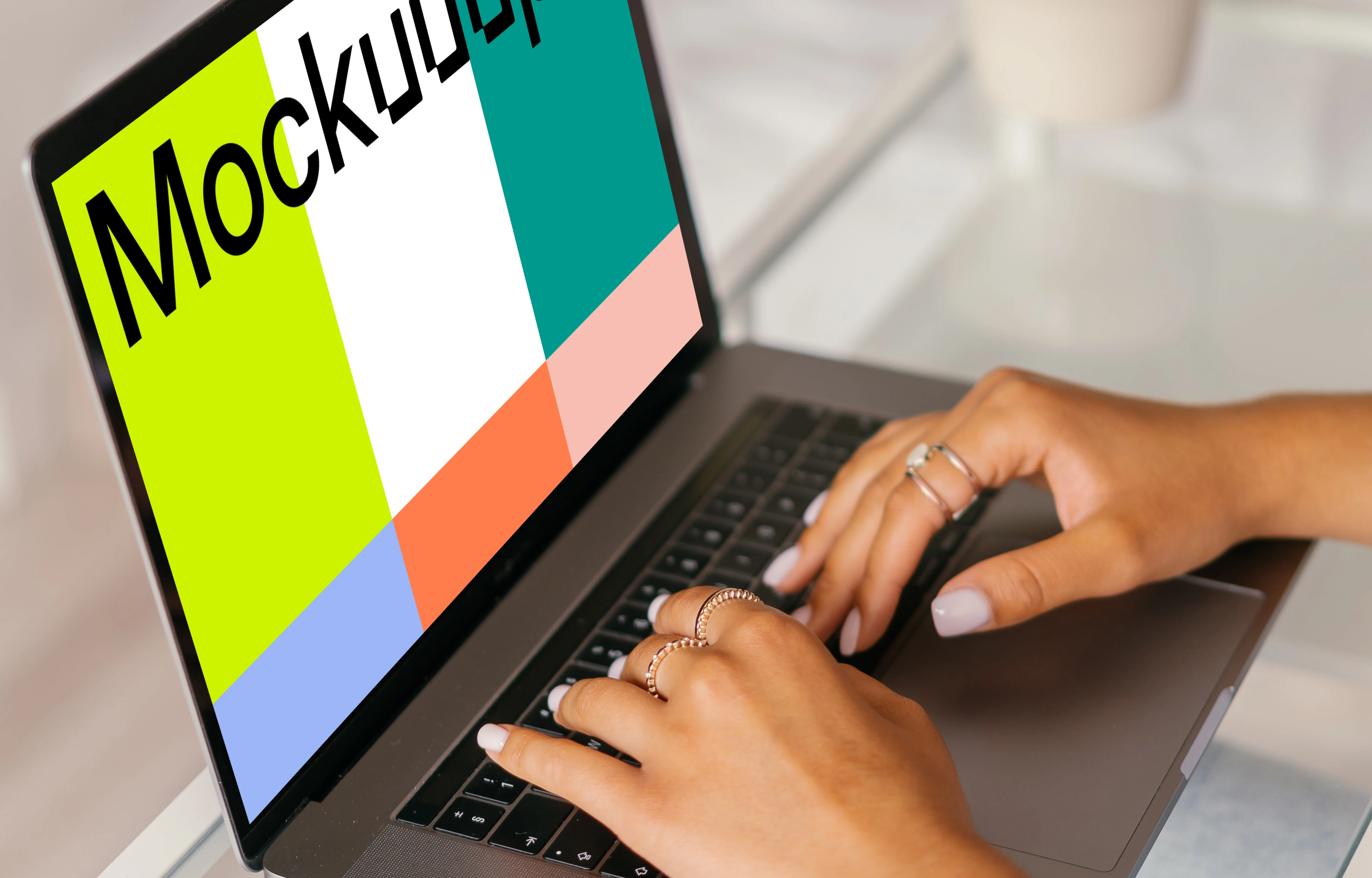 MacBook Air mockup showing a user typing