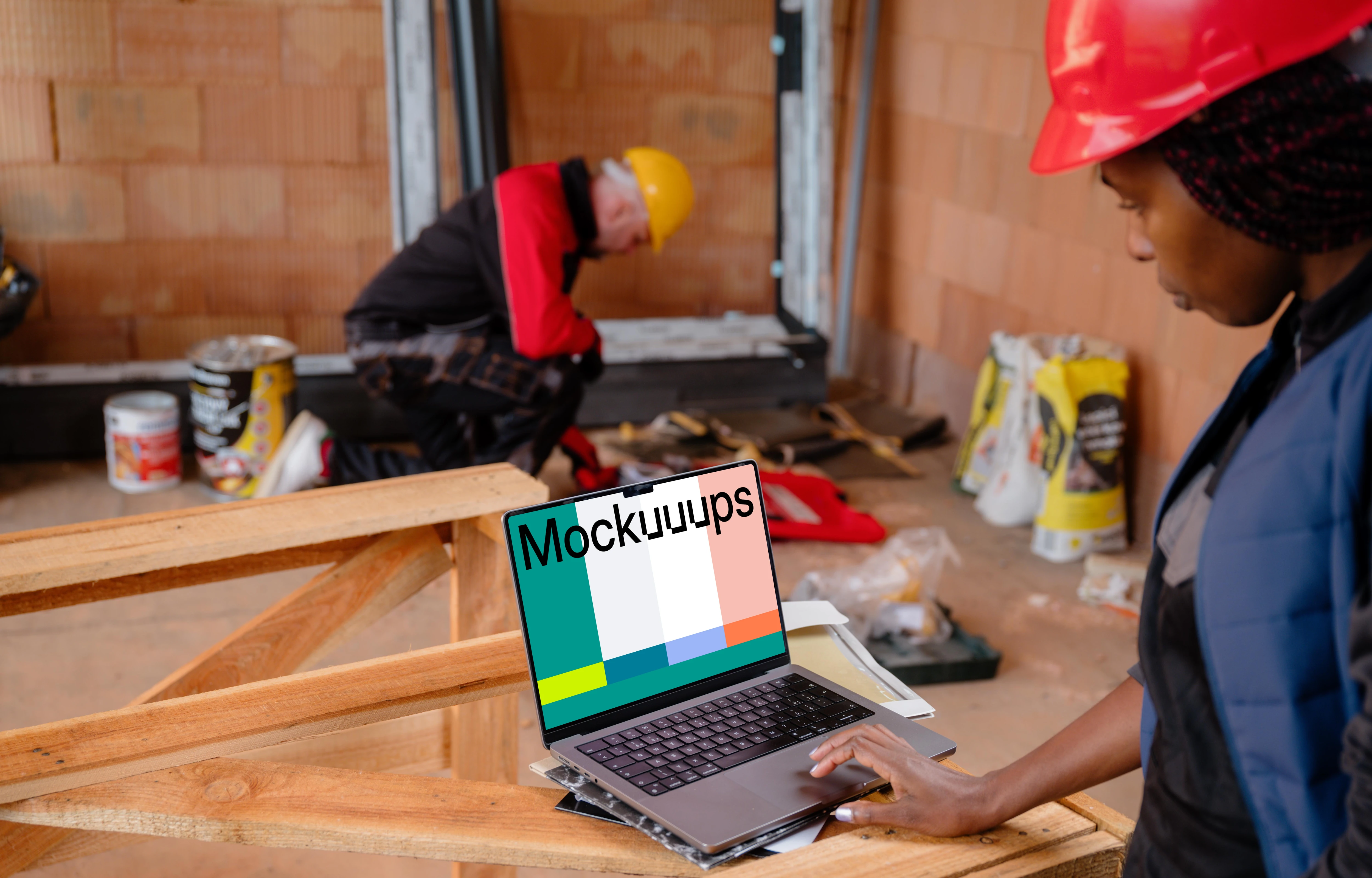 MacBook Pro in the construction area