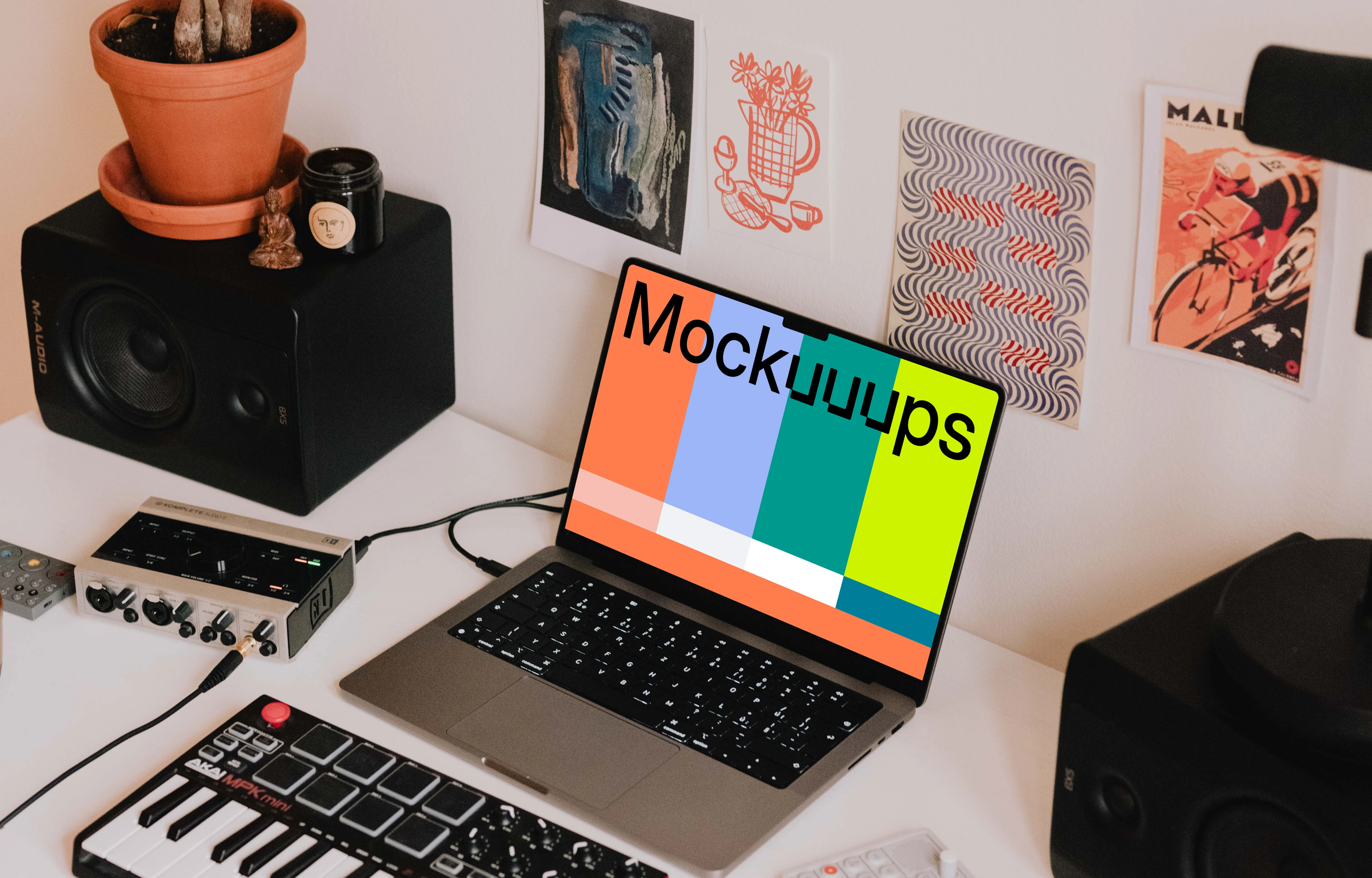 MacBook Pro in the podcast studio