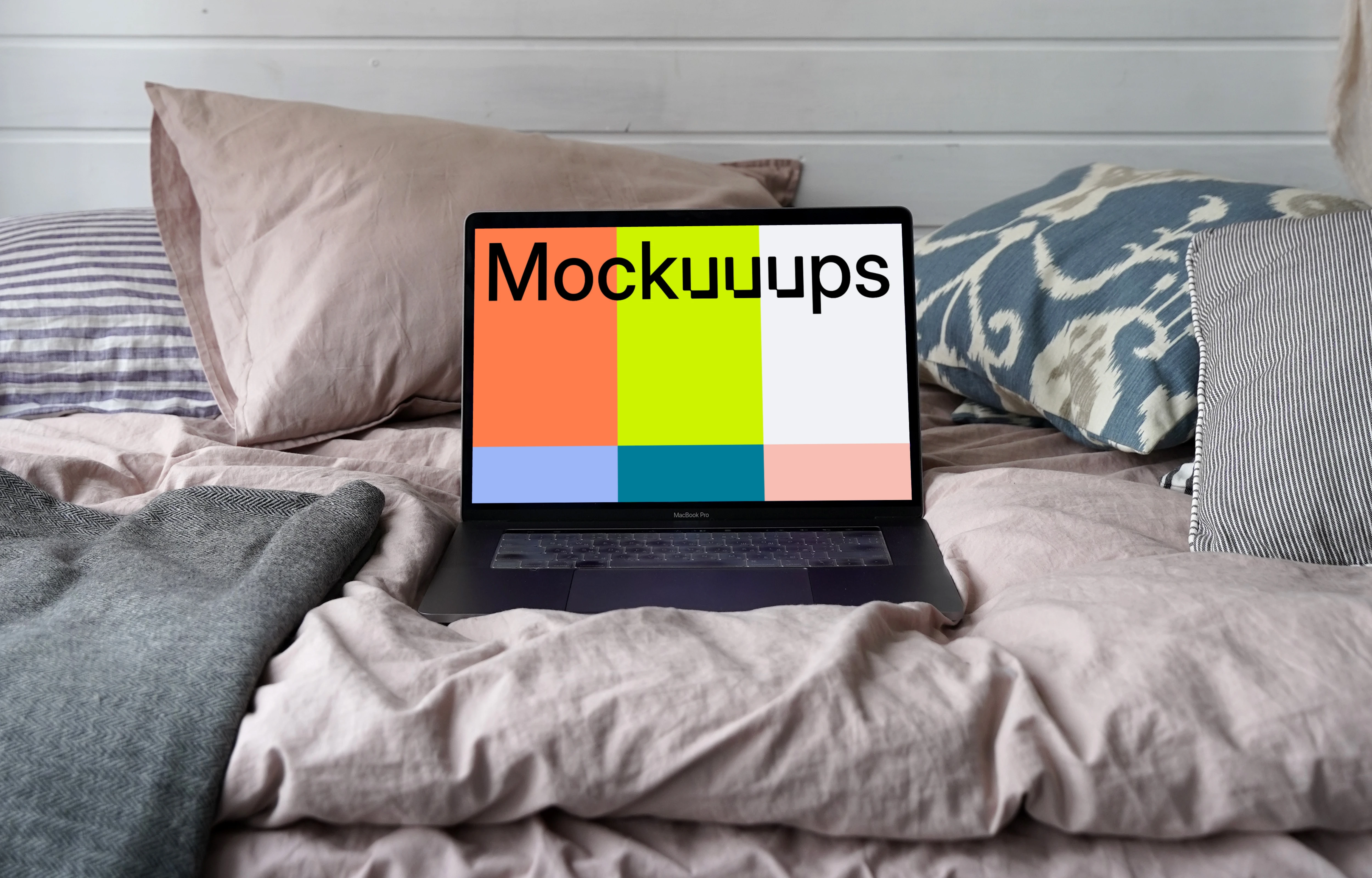 MacBook Pro mockup in a cozy bedroom