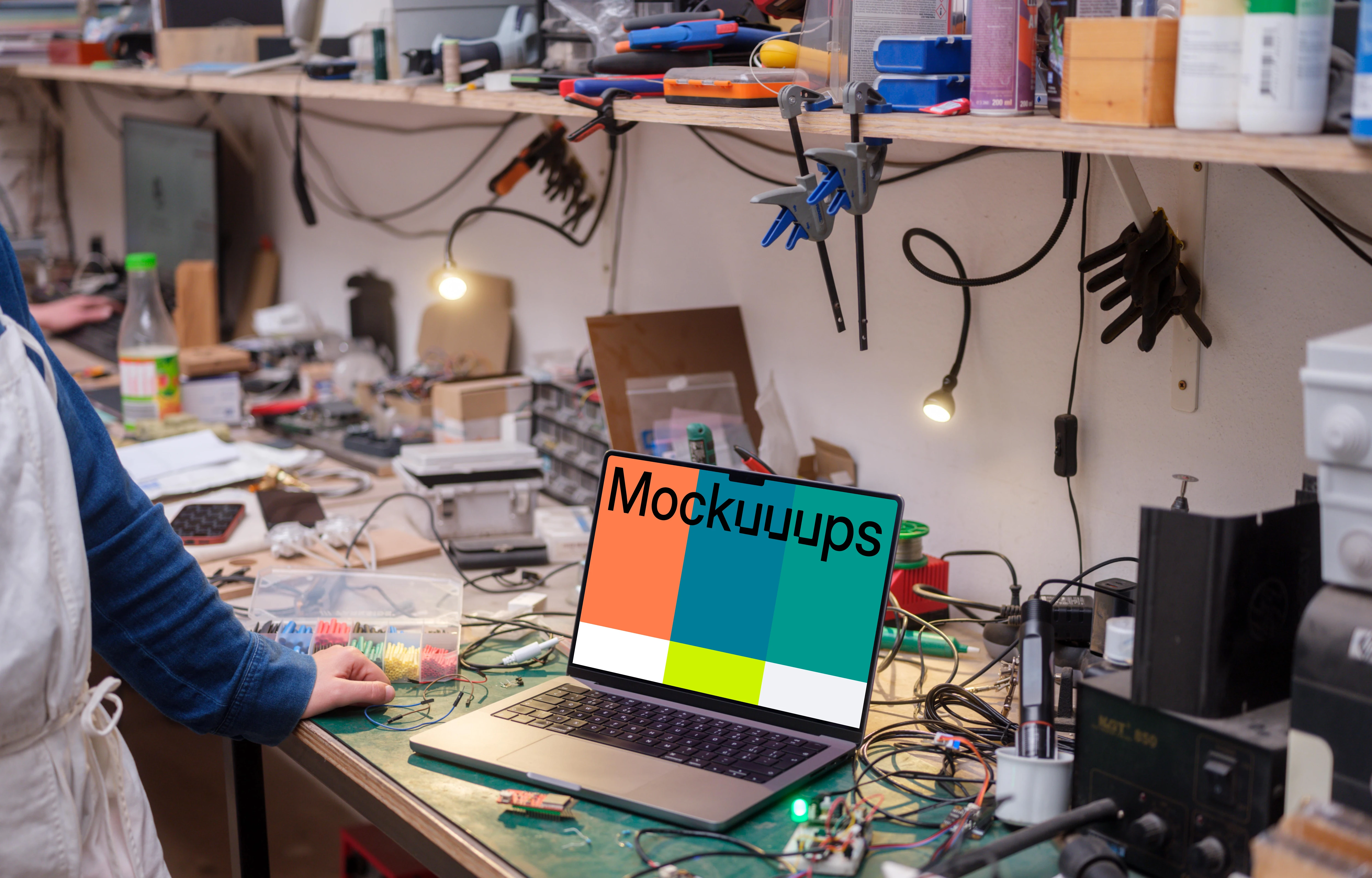 MacBook Pro mockup in the workshop