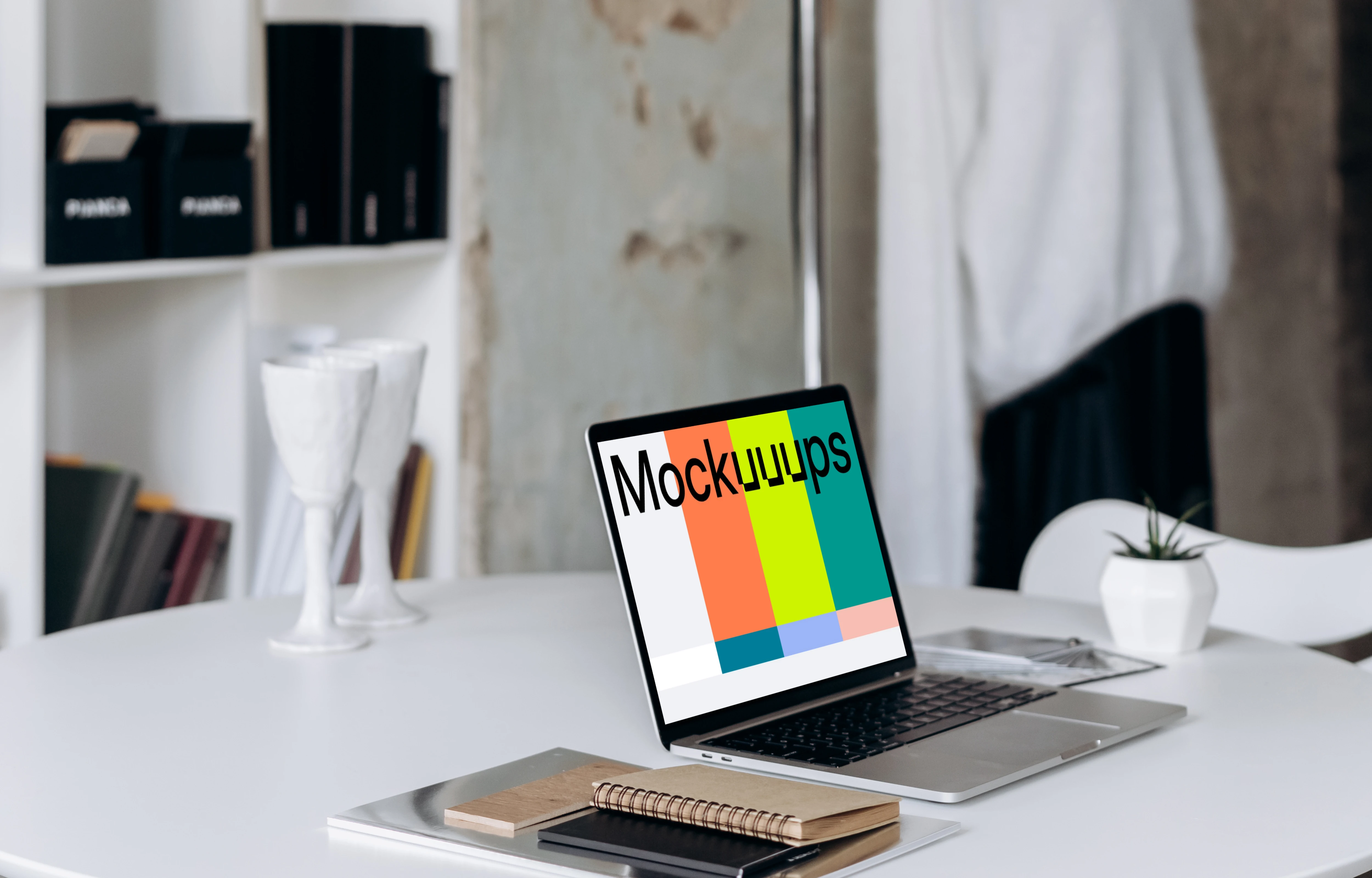 MacBook Pro mockup on a work desk