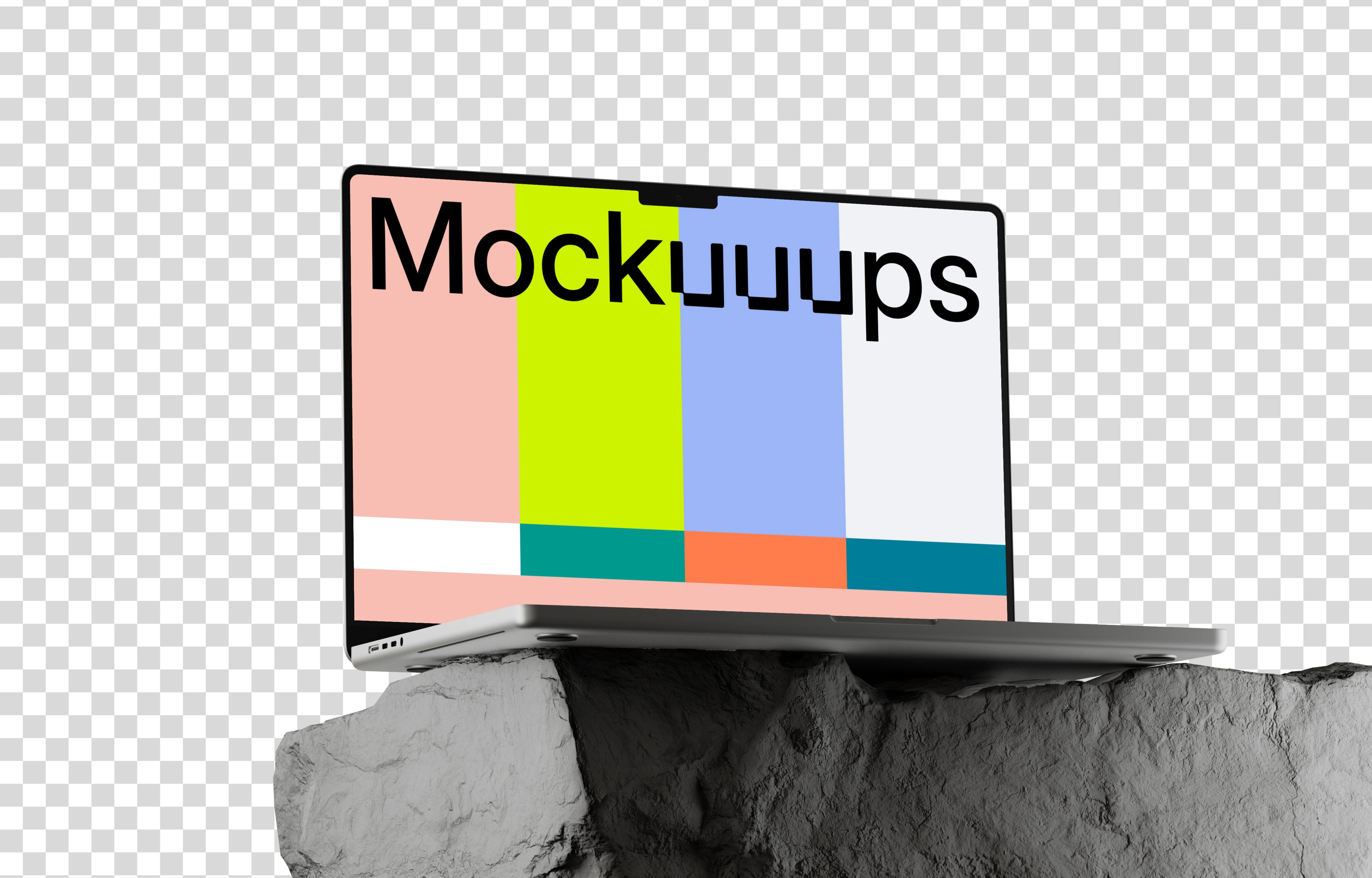 MacBook Pro mockup on textured rock