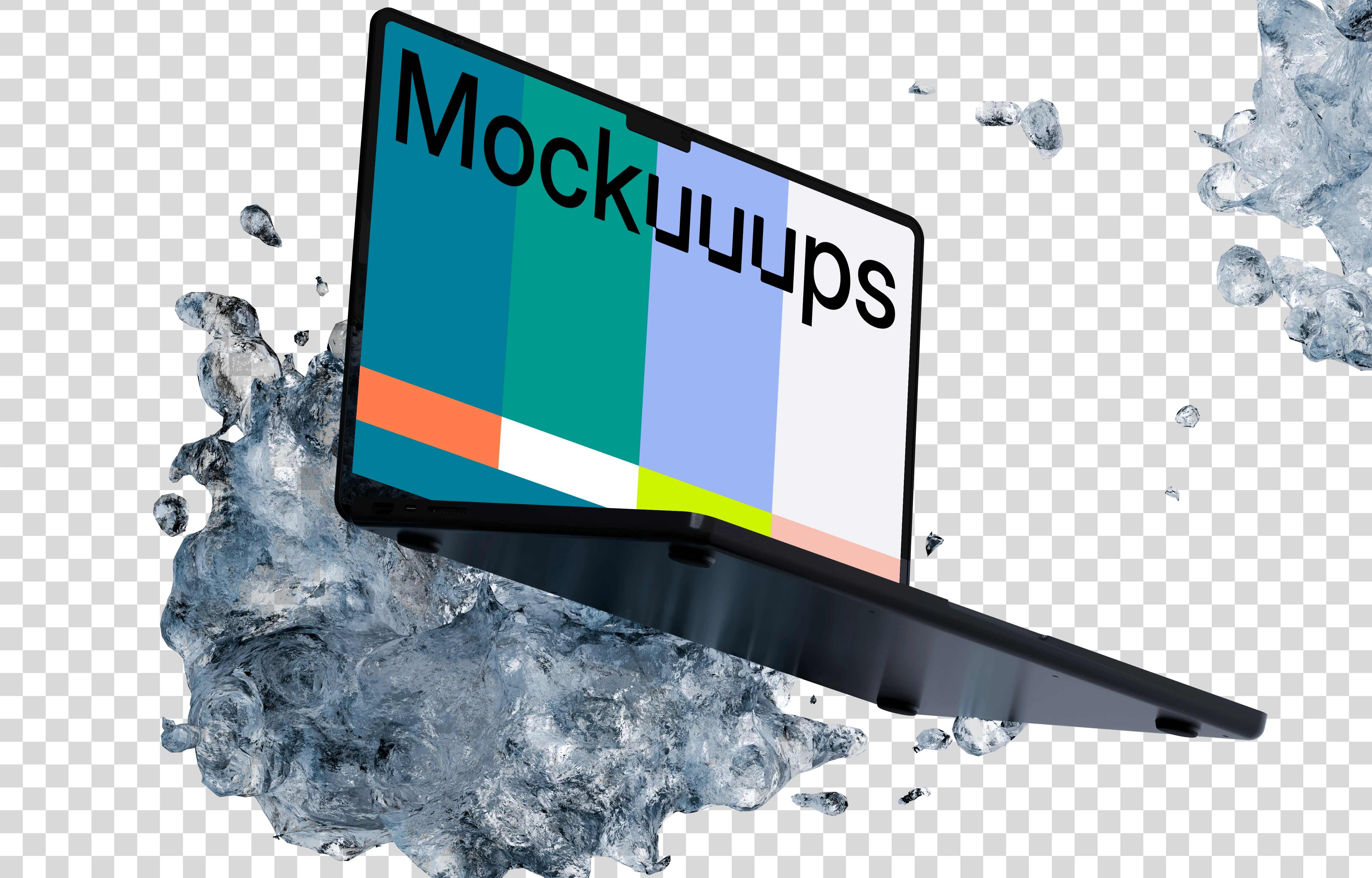 MacBook Pro mockup with dynamic splash effect