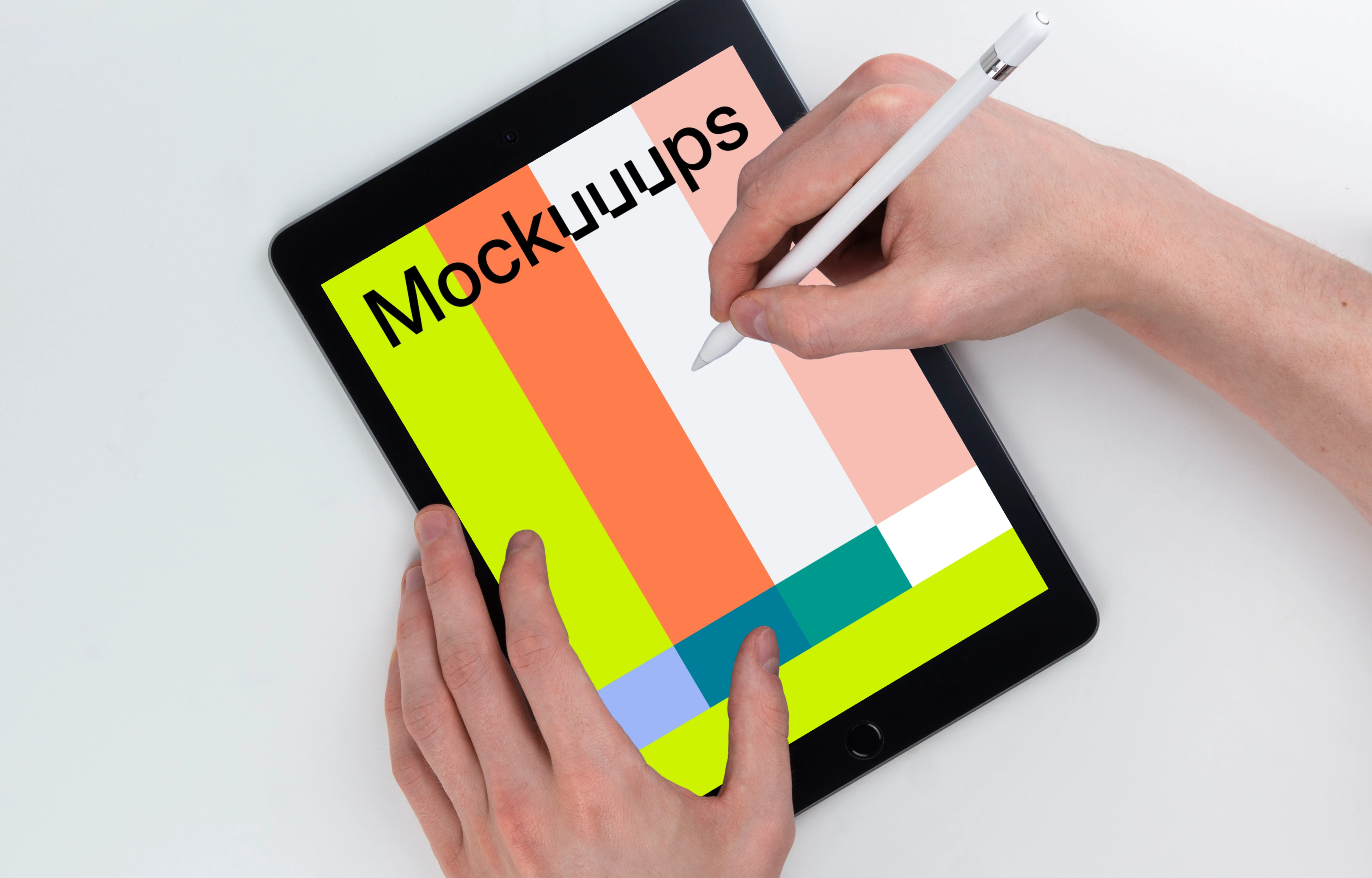 Man drawing on iPad Mini mockup