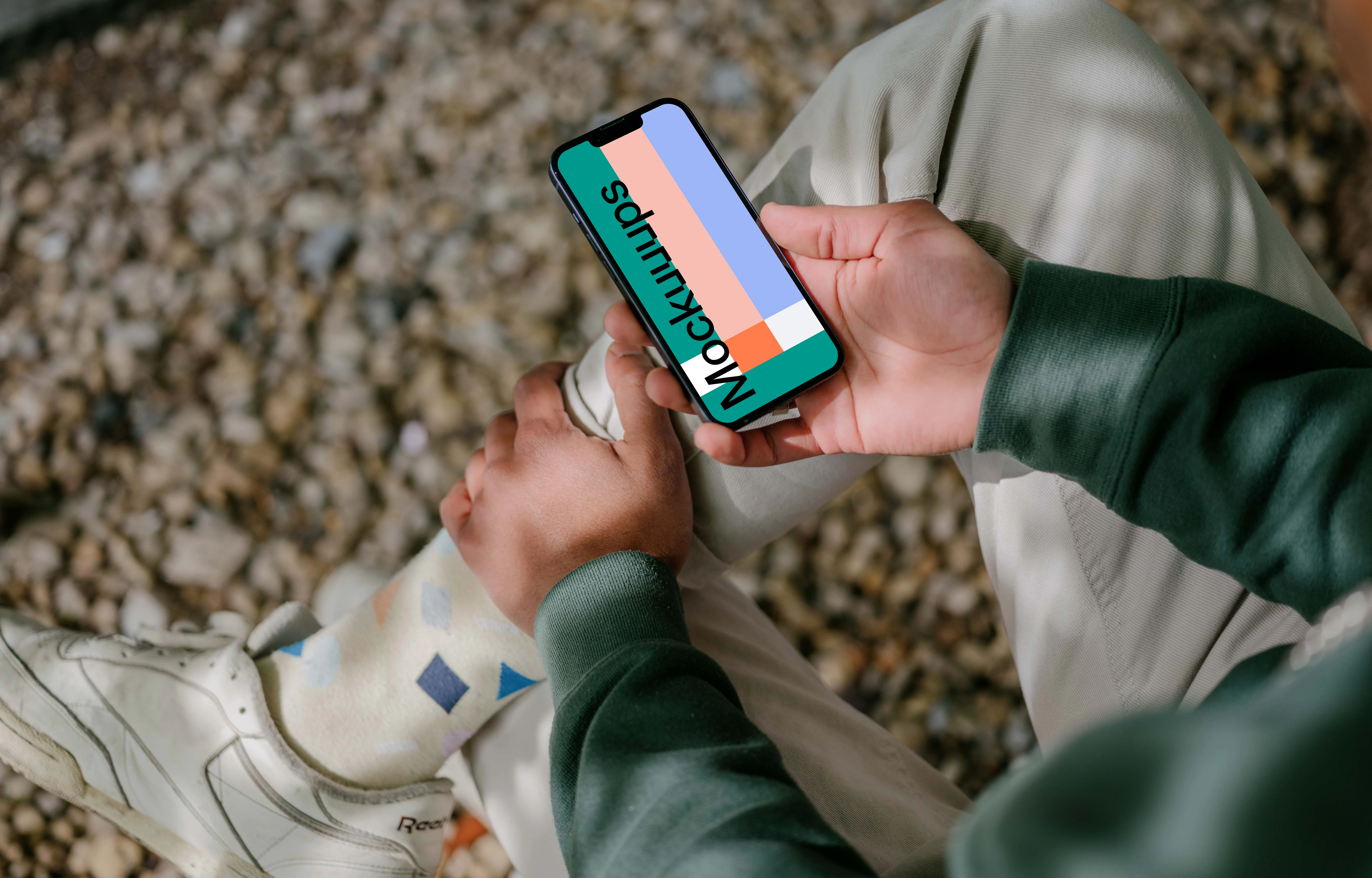 Man holding a phone mockup