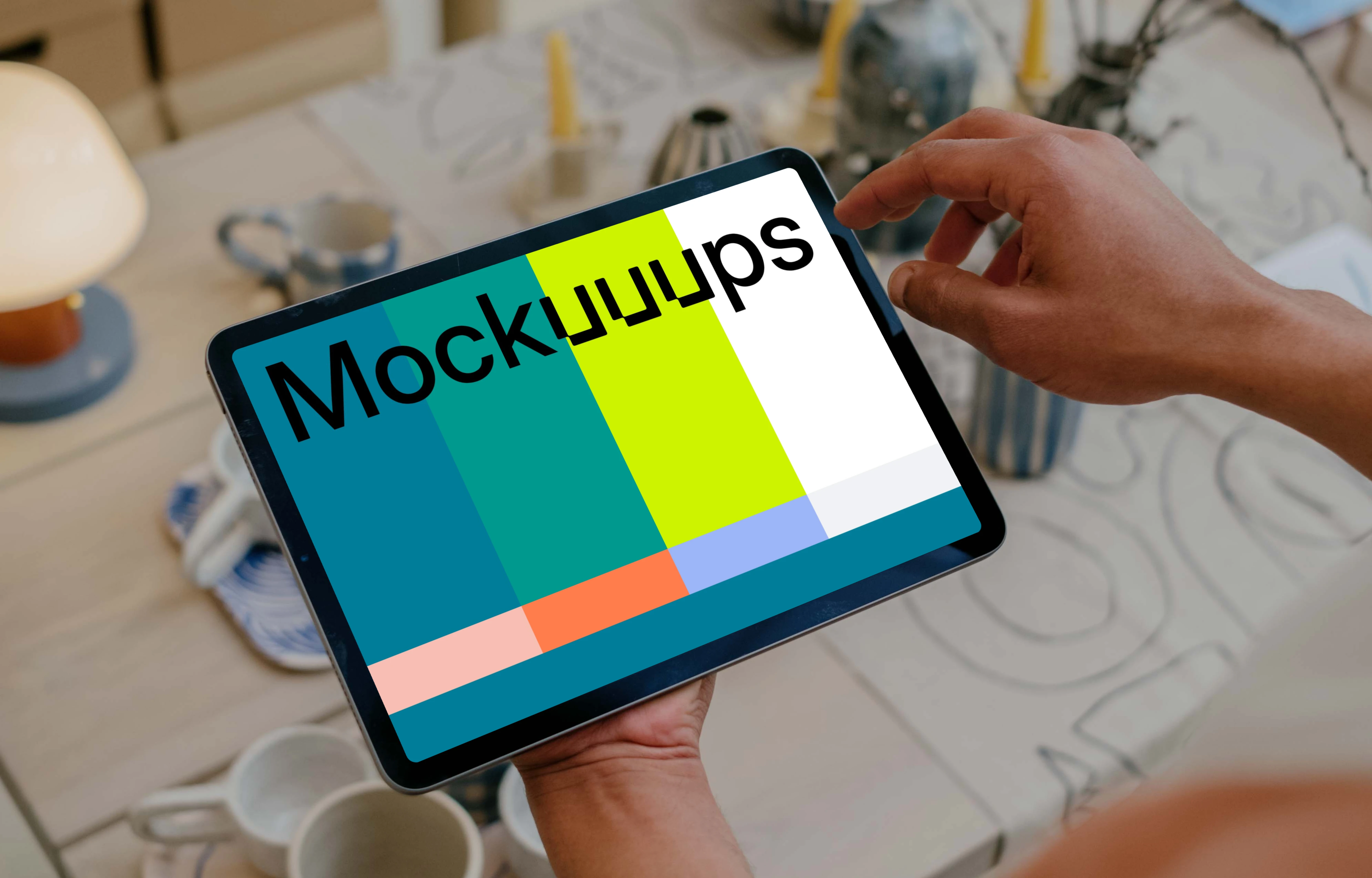 Man holding a tablet mockup