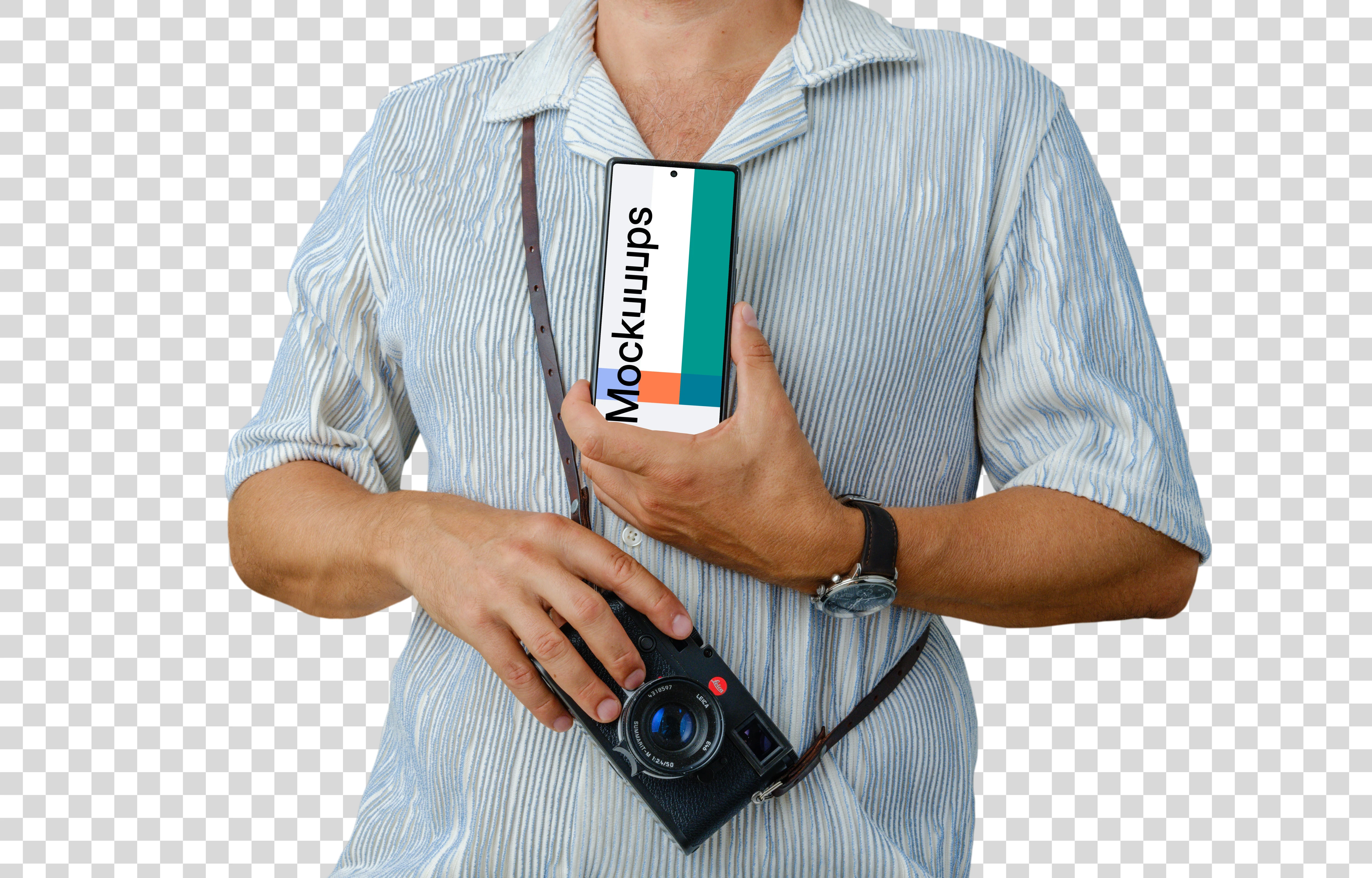 Man photographer with a Google Pixel 6 mockup