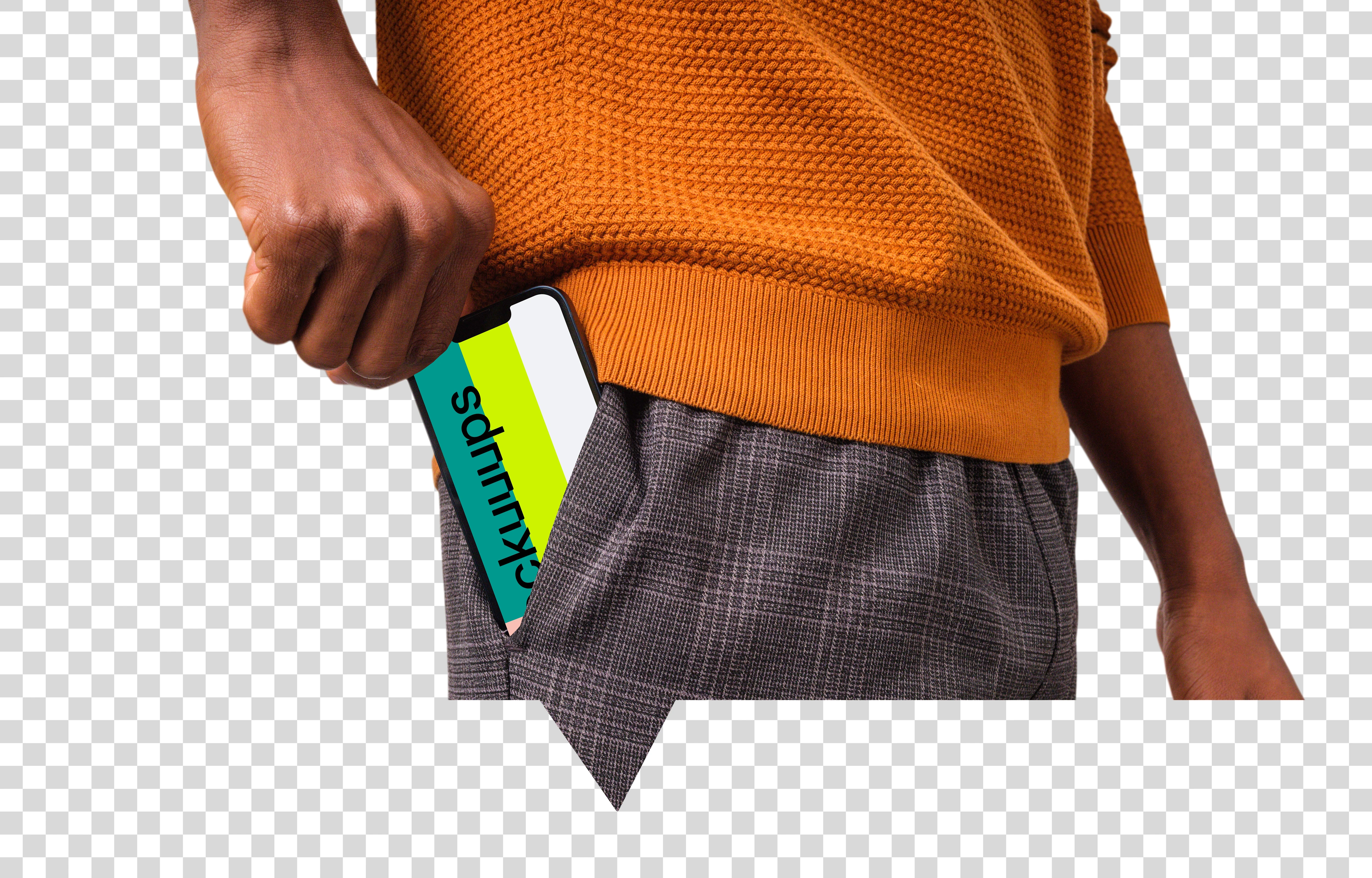 Man pulling out iPhone mockup from the pocket