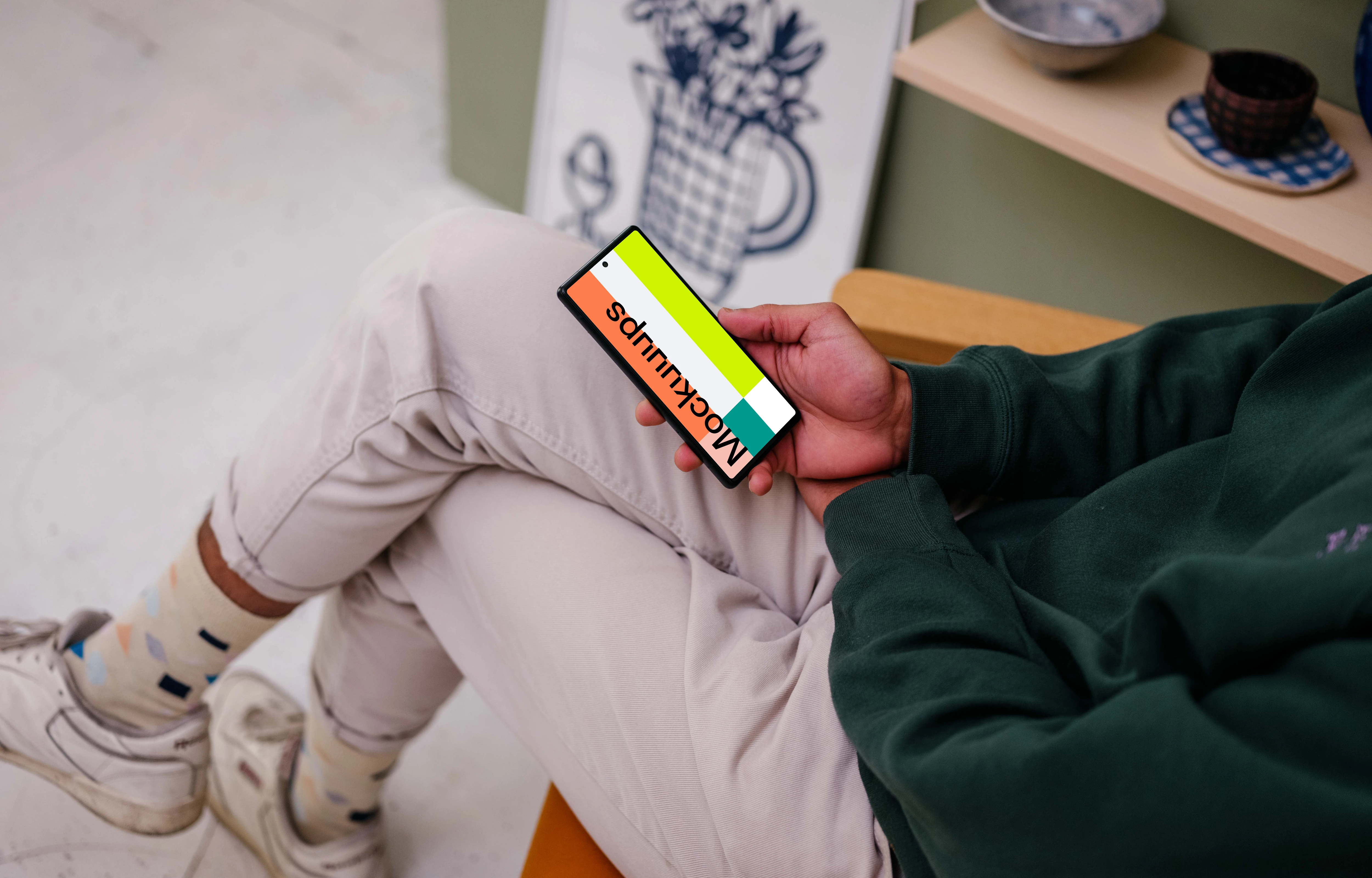 Man reading on Google Pixel mockup