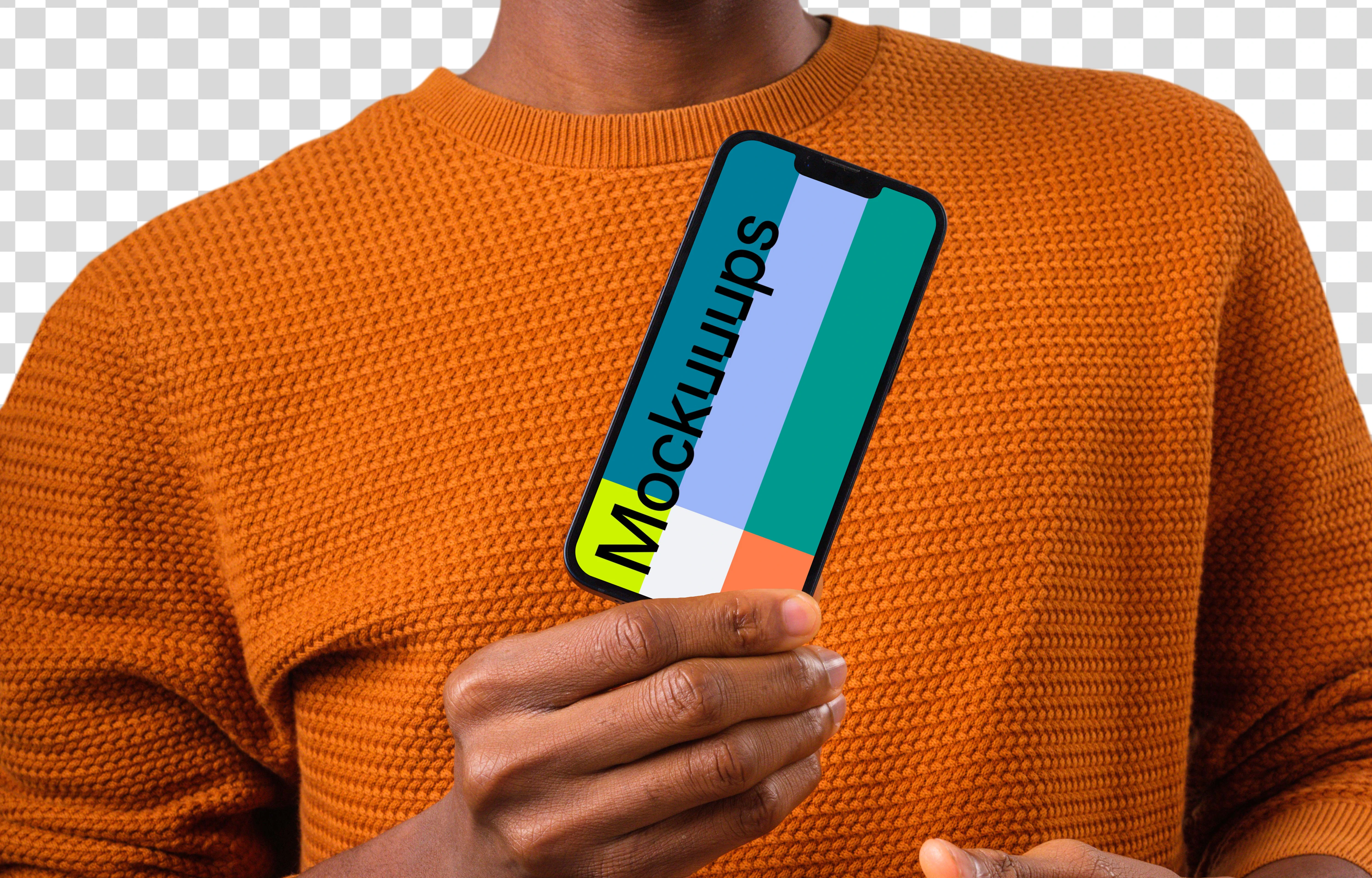 Man showing the app on the iPhone mockup