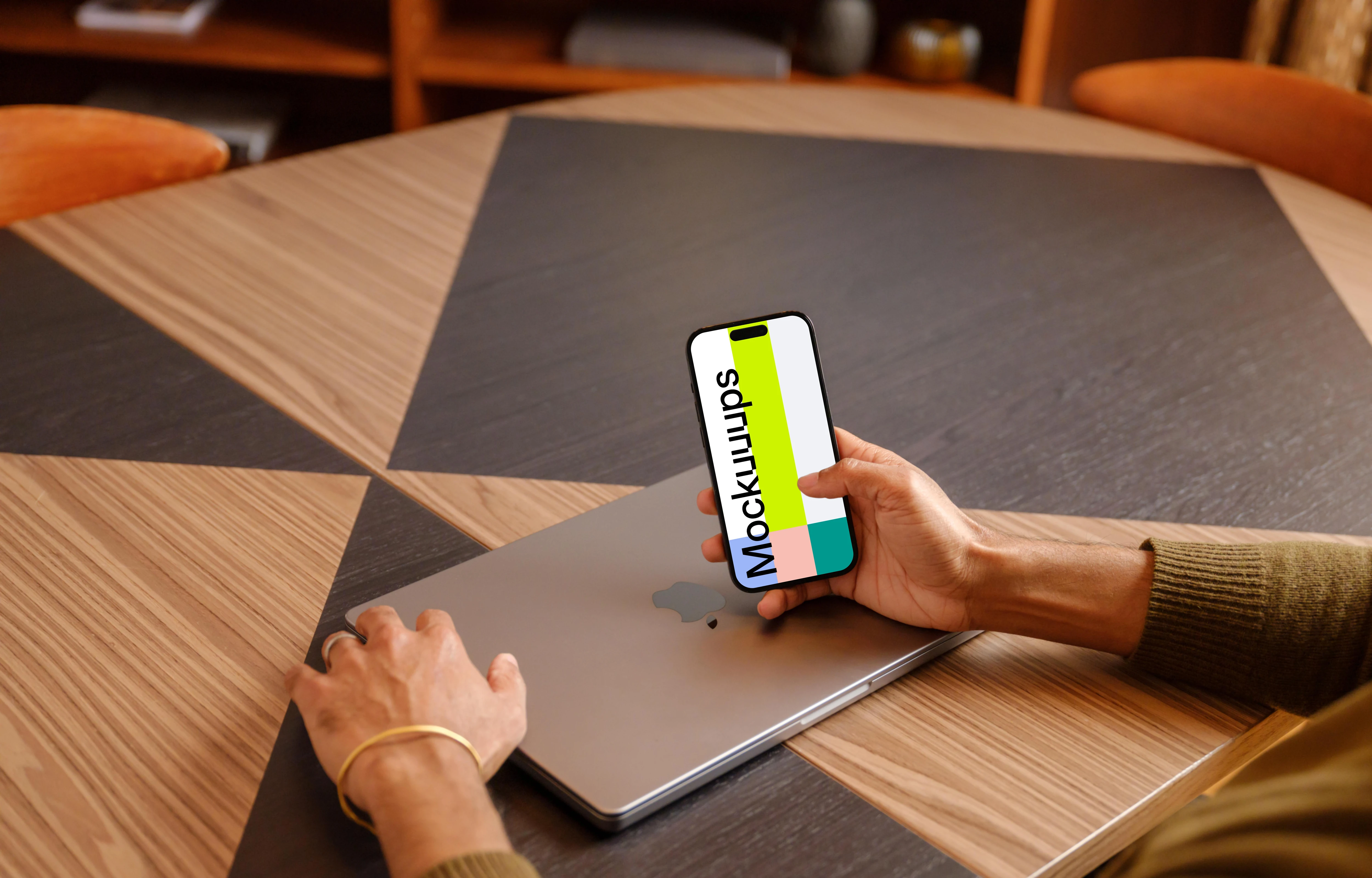 Man working on a iPhone in the office