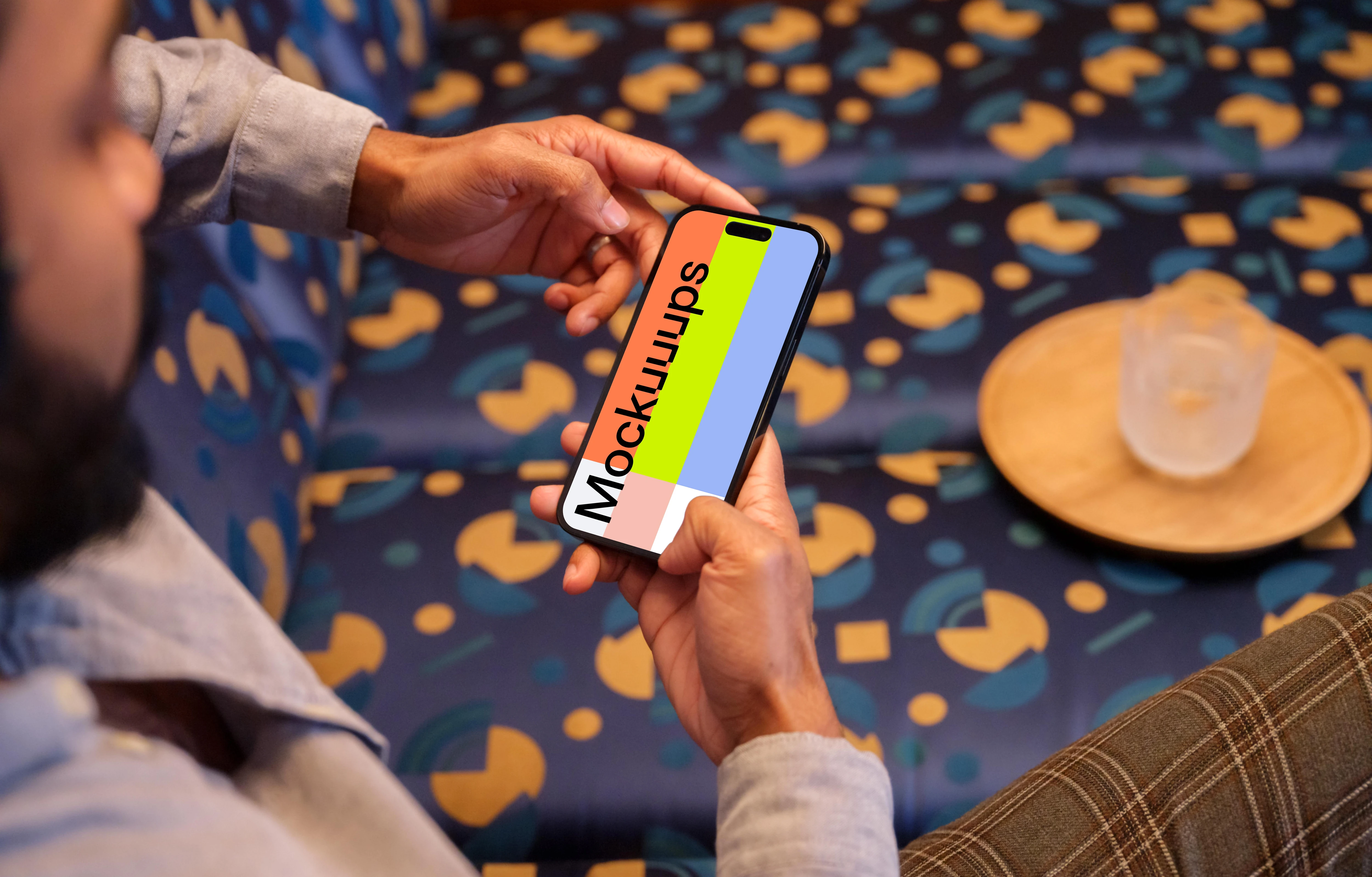 Man working on the phone in the lounge