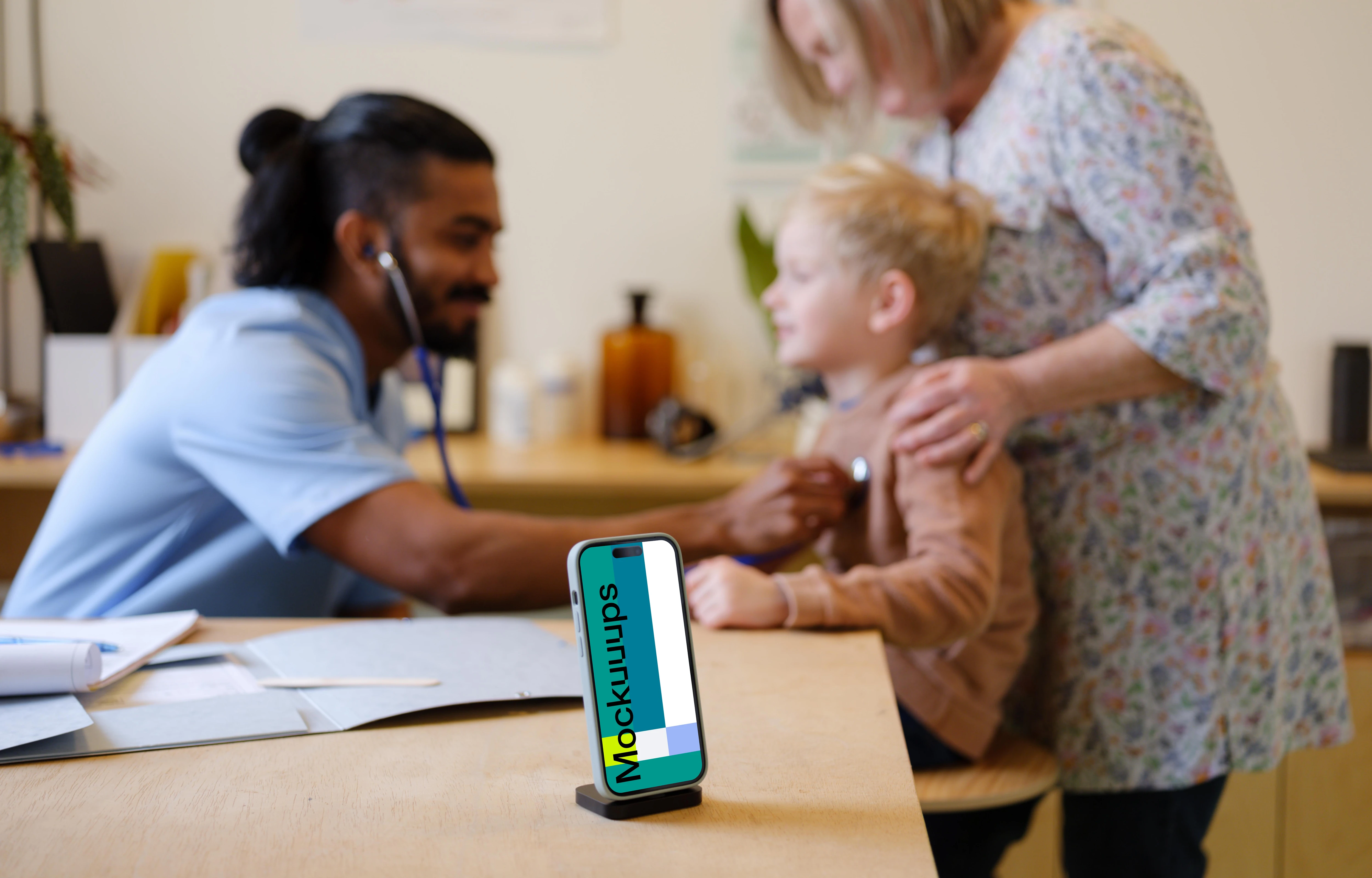 Medical environment with the iPhone mockup