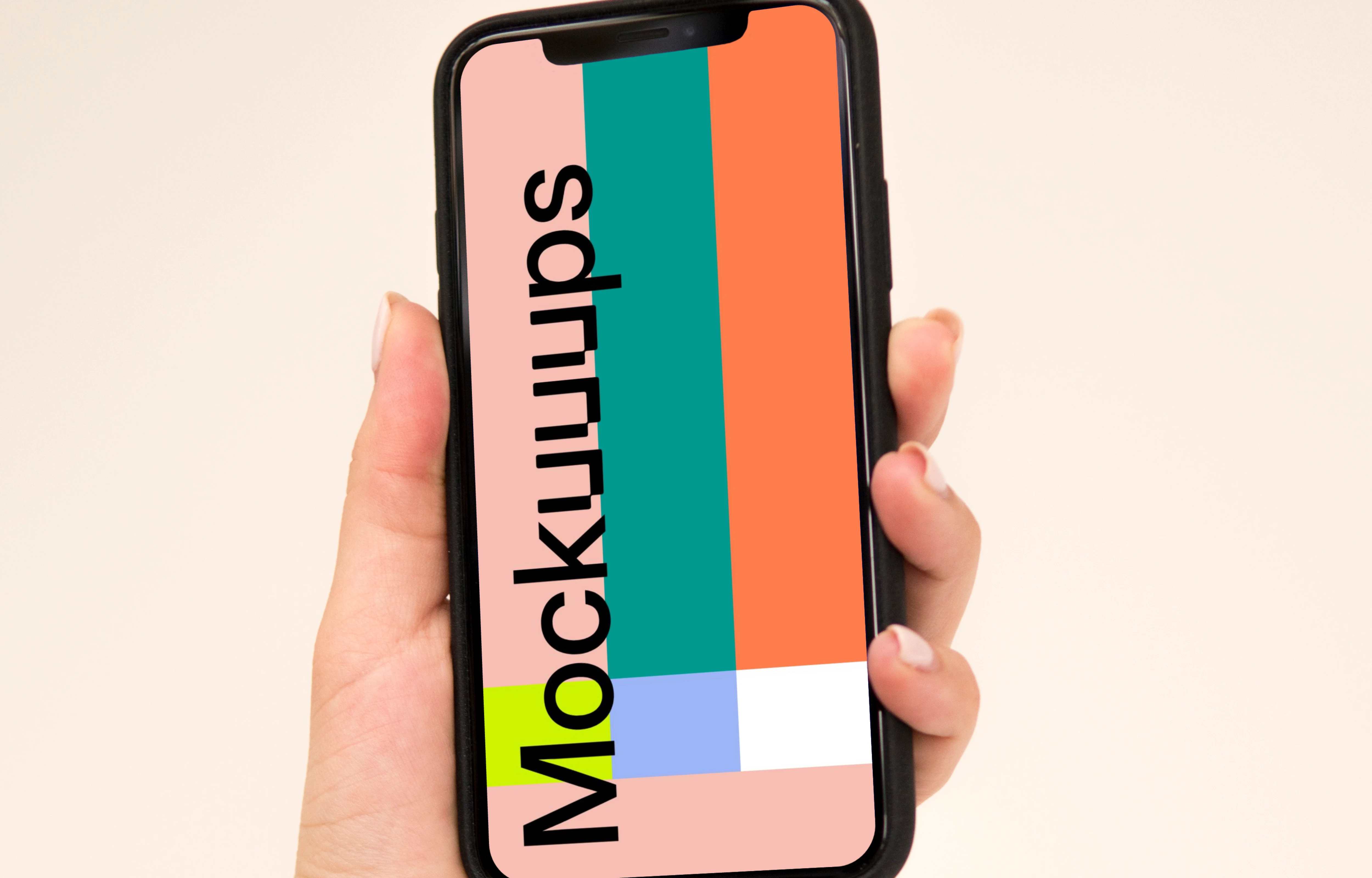 Minimalist iPhone mockup in a user’s hand
