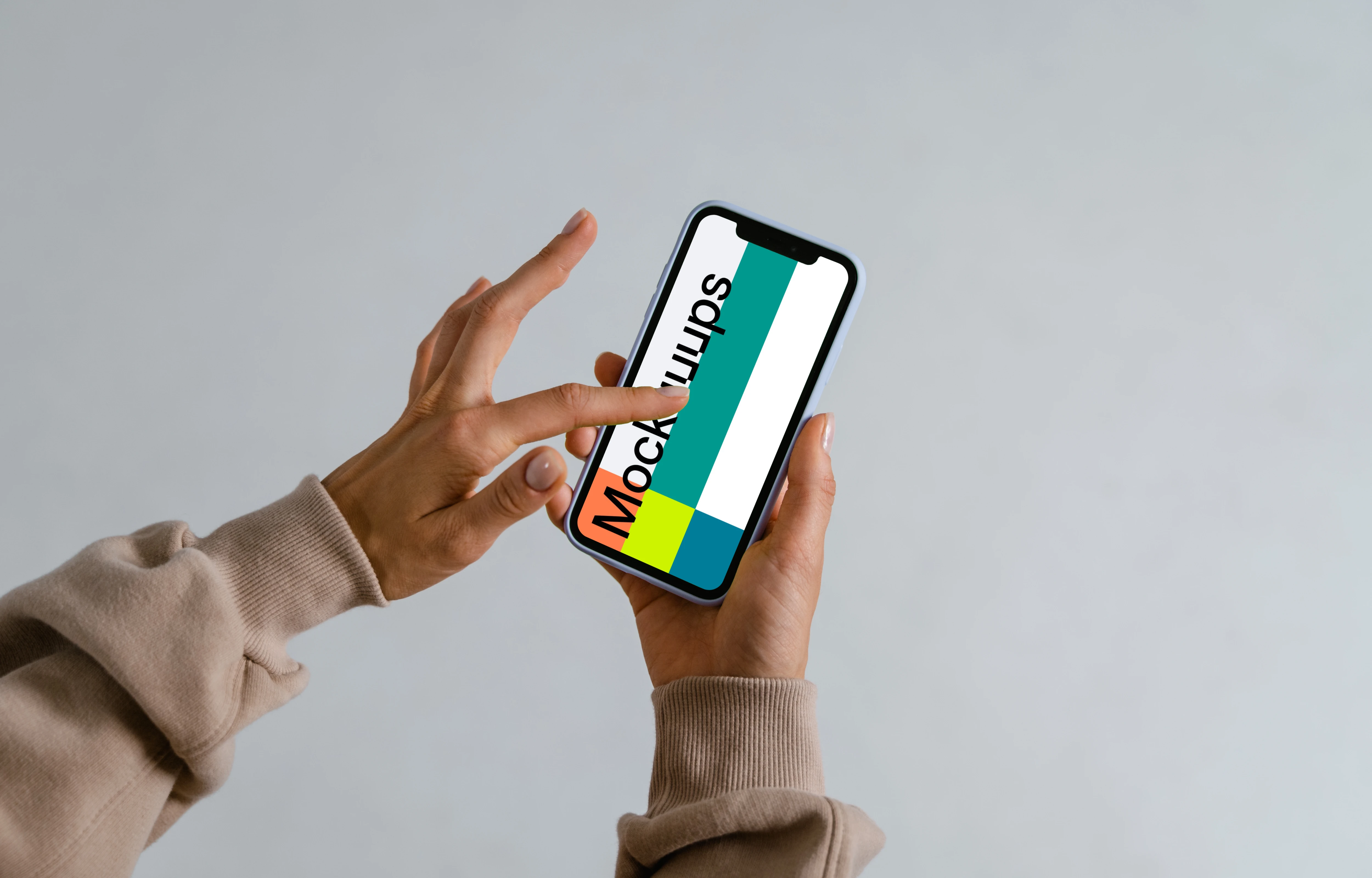 Minimalistic iPhone mockup in a user’s hand