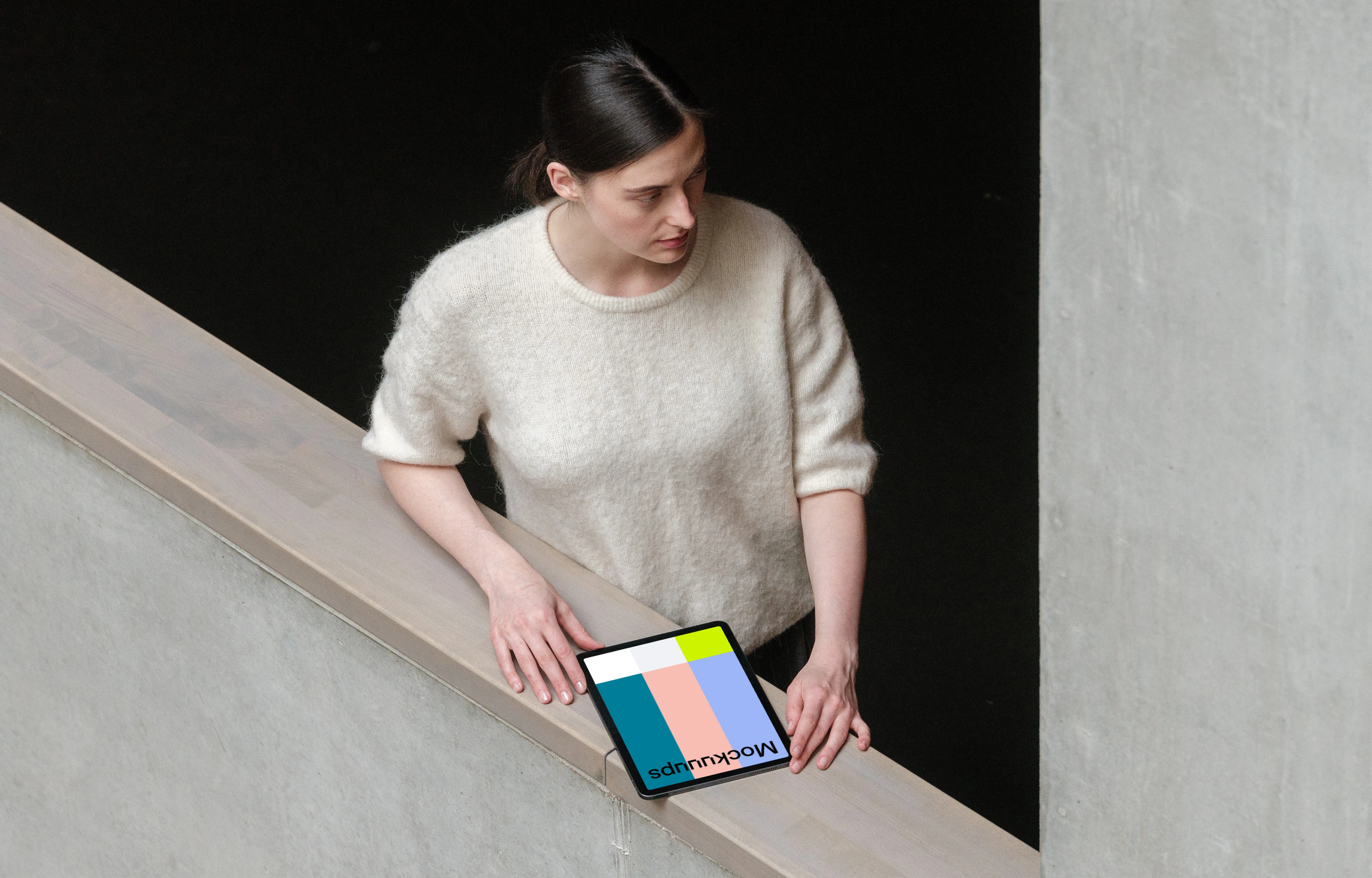 Modern iPad Air Mockup in Industrial Setting