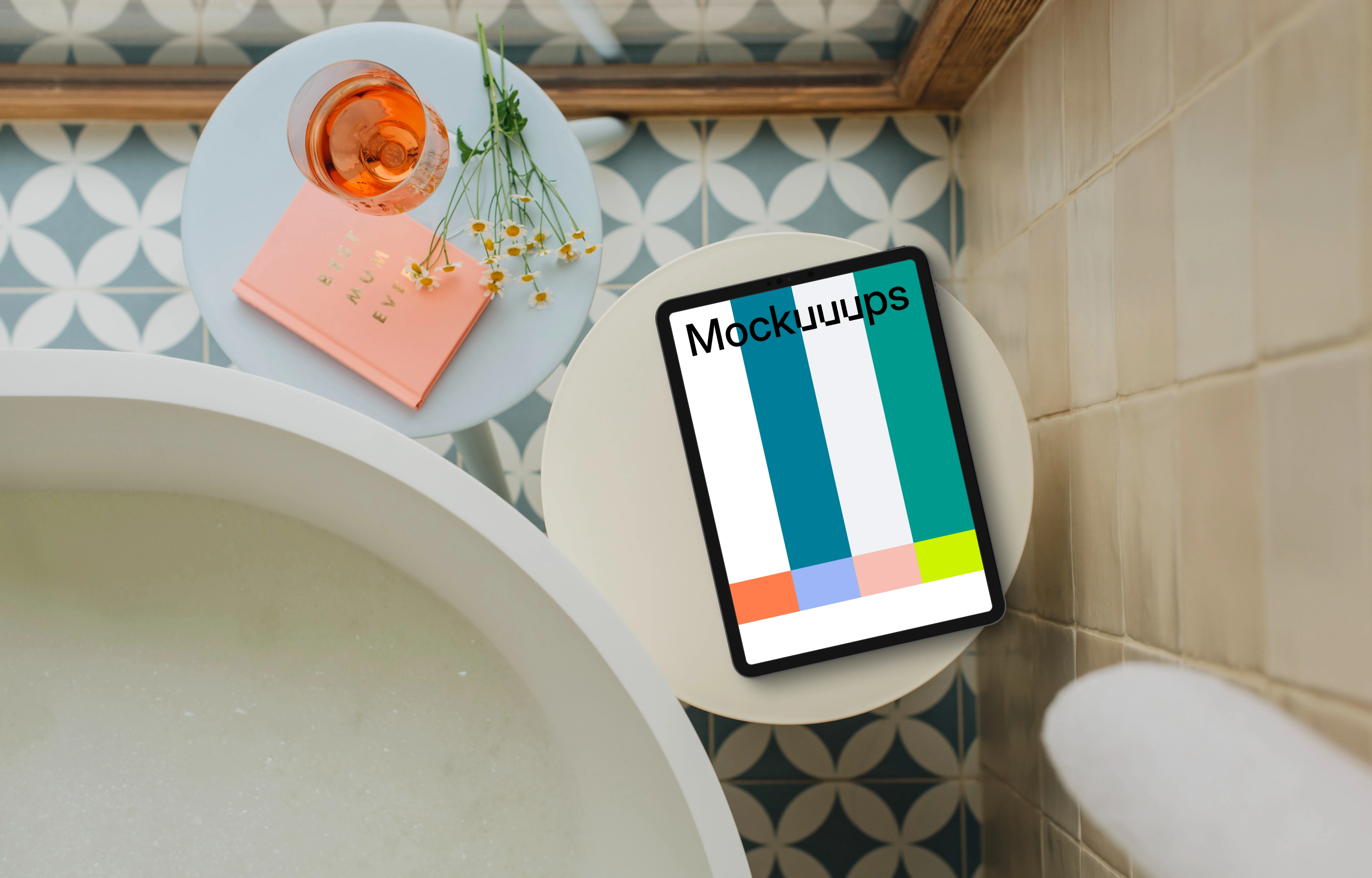 Mother’s Day setup next to the  tablet mockup