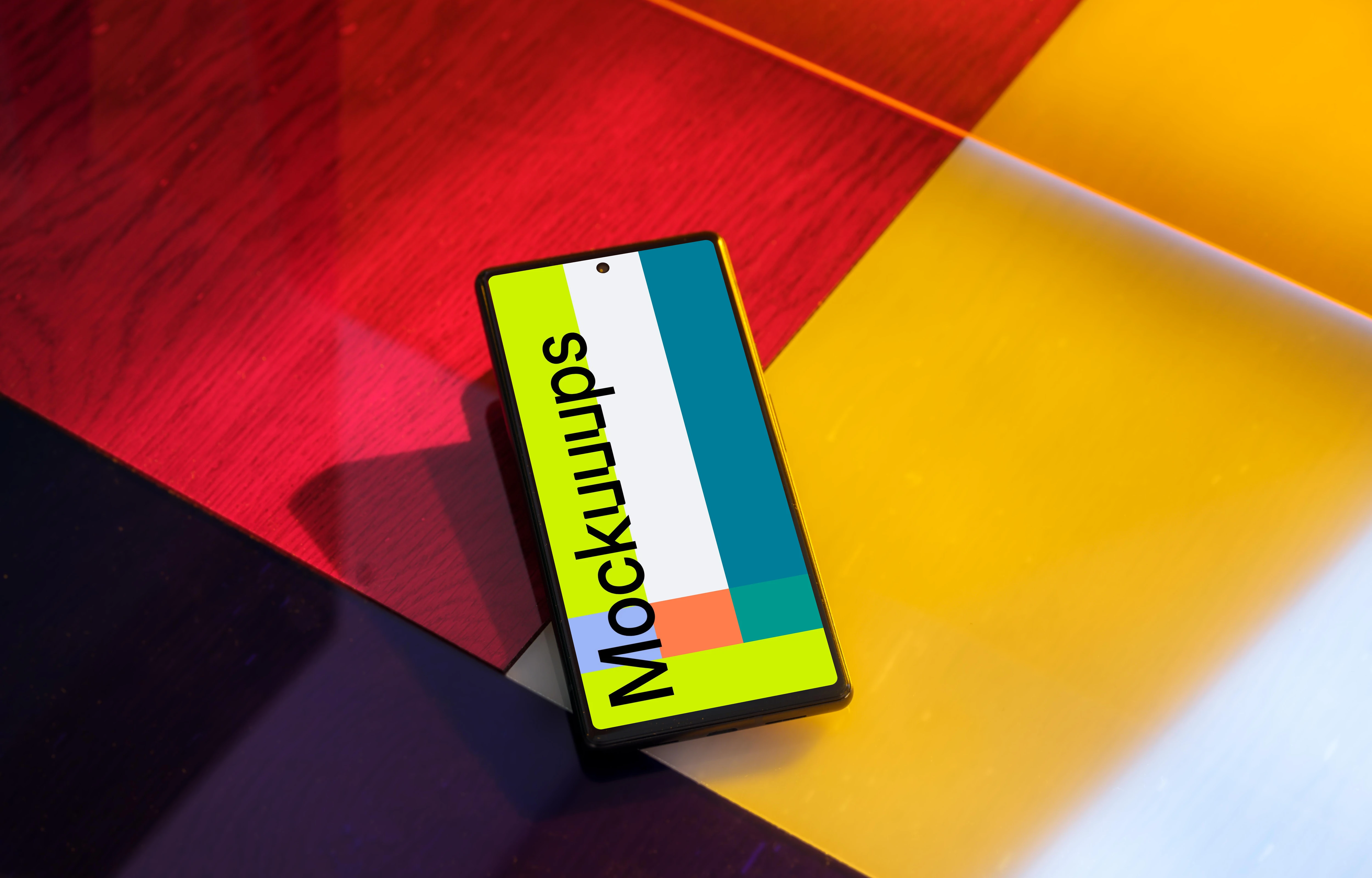 Multicolored background and Google Pixel 6 mockup