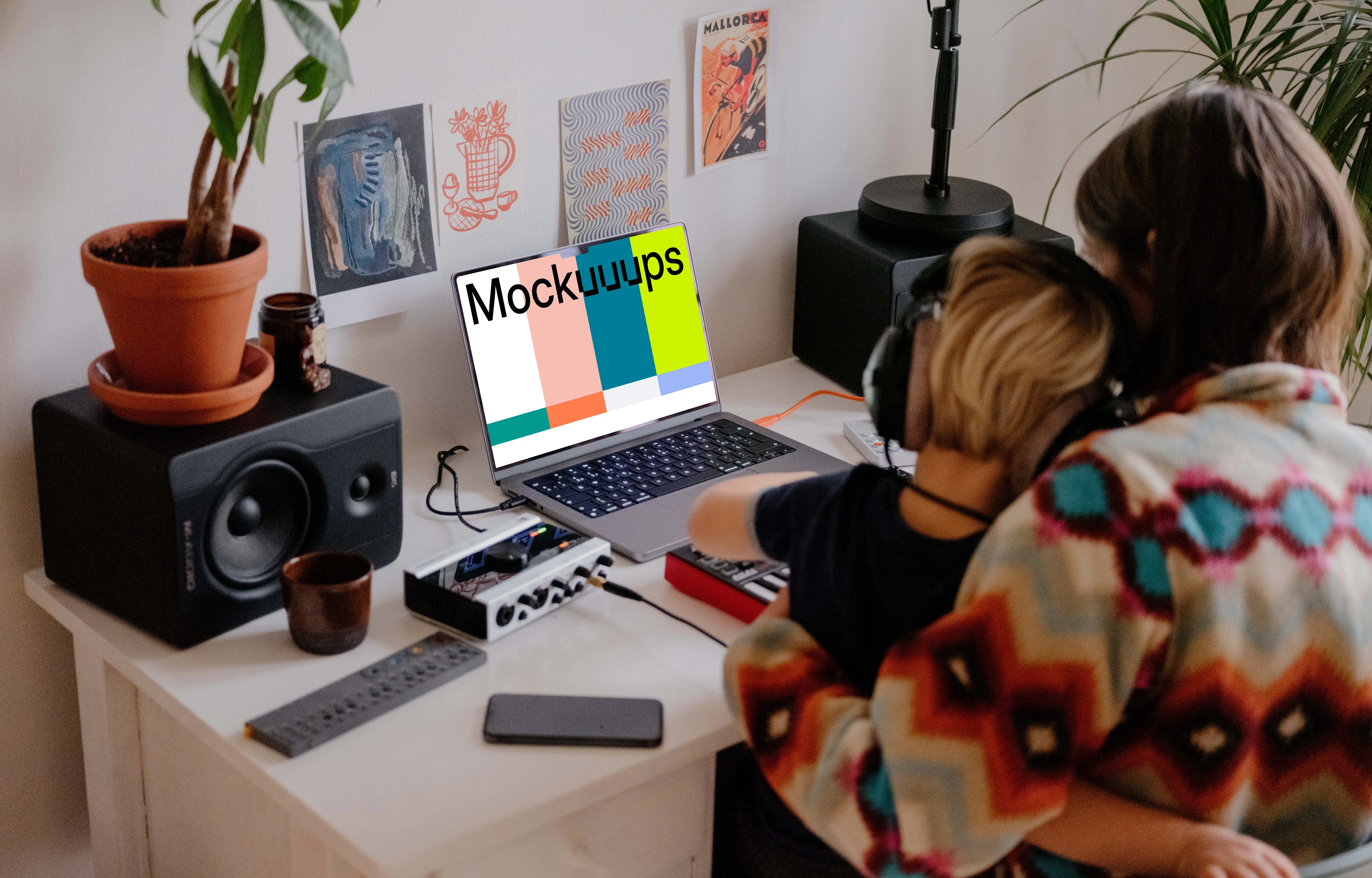 Music studio mockup with MacBook Pro