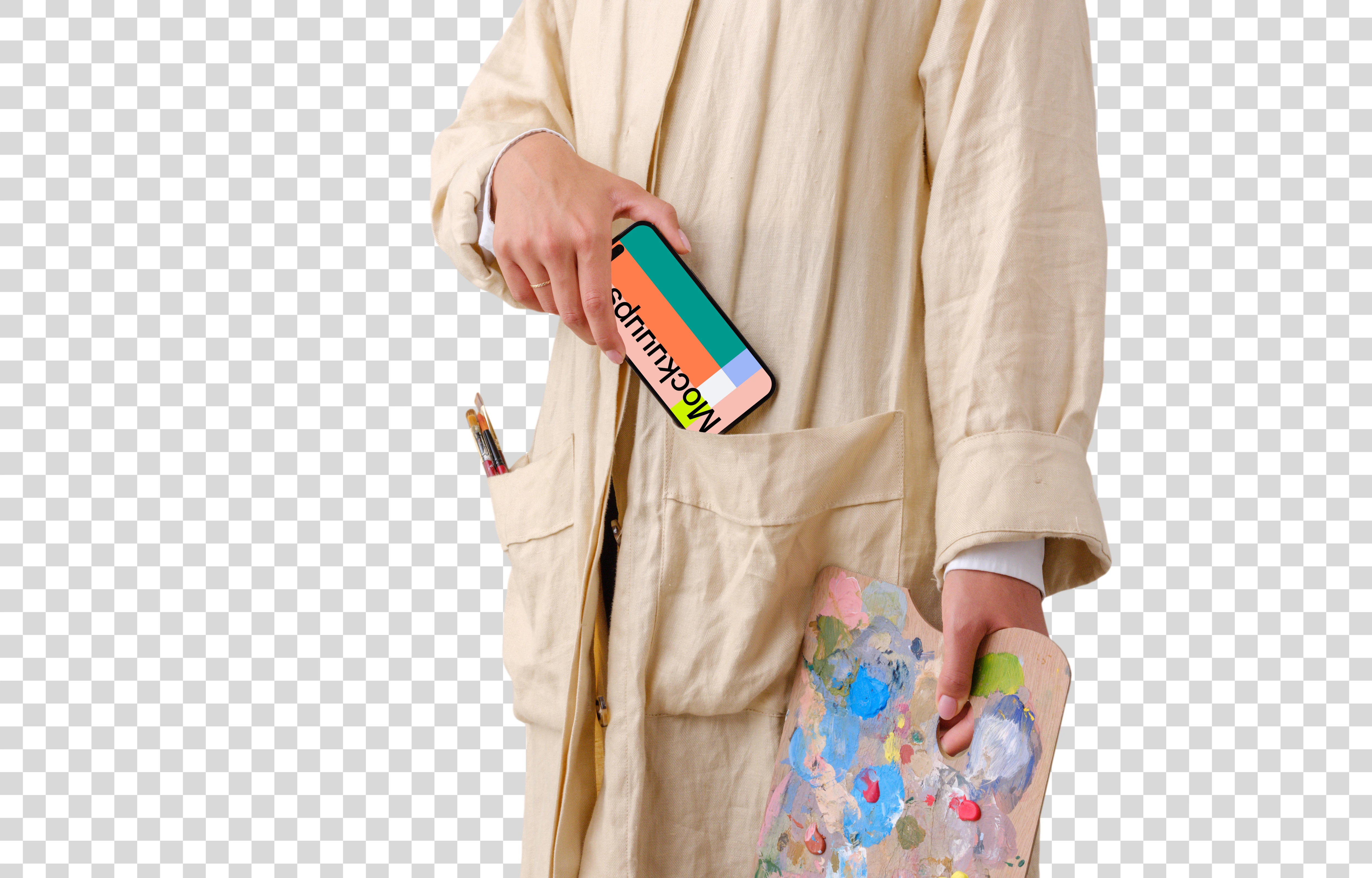 Painter with an iPhone 14 Pro mockup