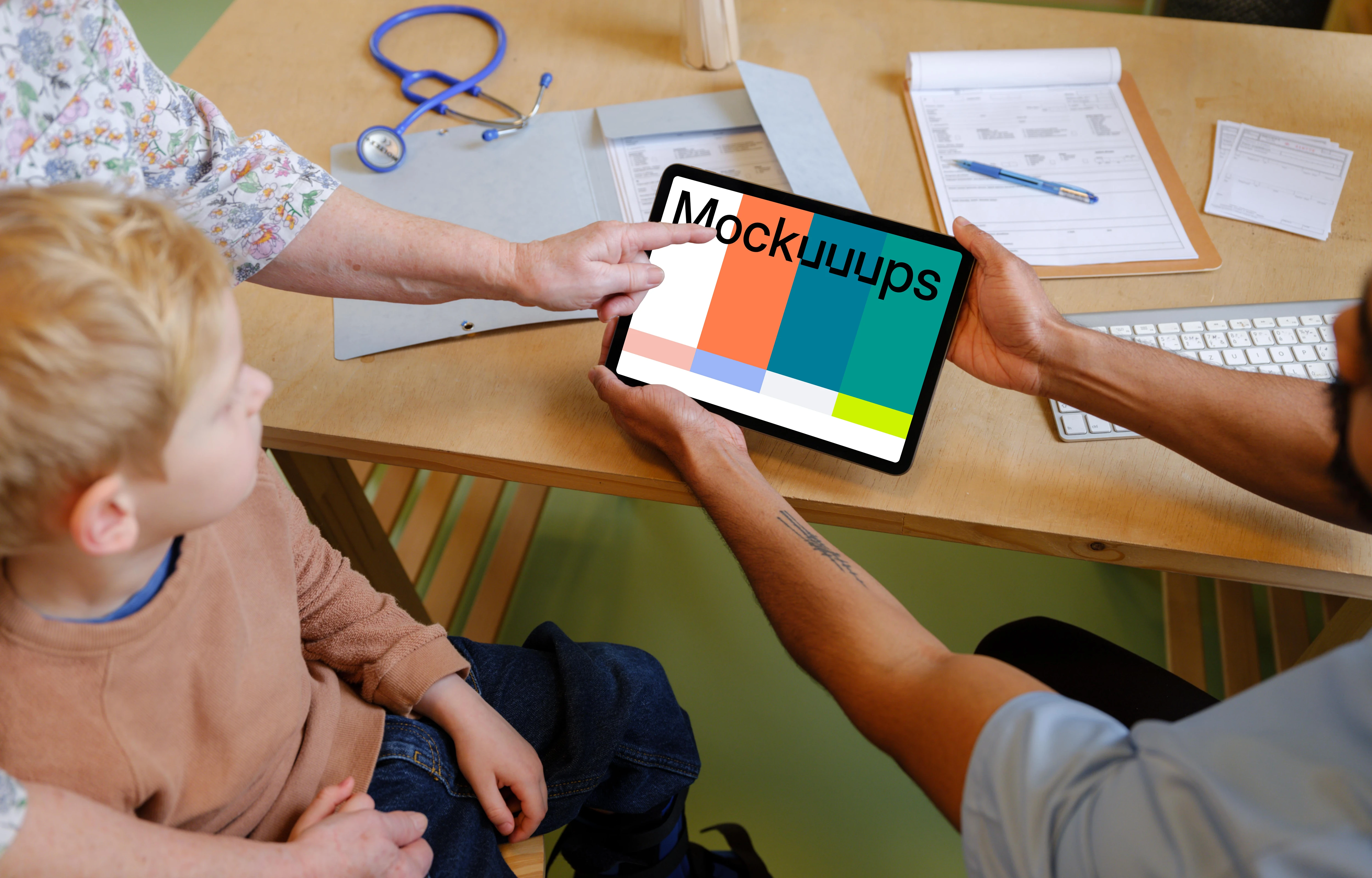 Pediatric doctor holding an iPad