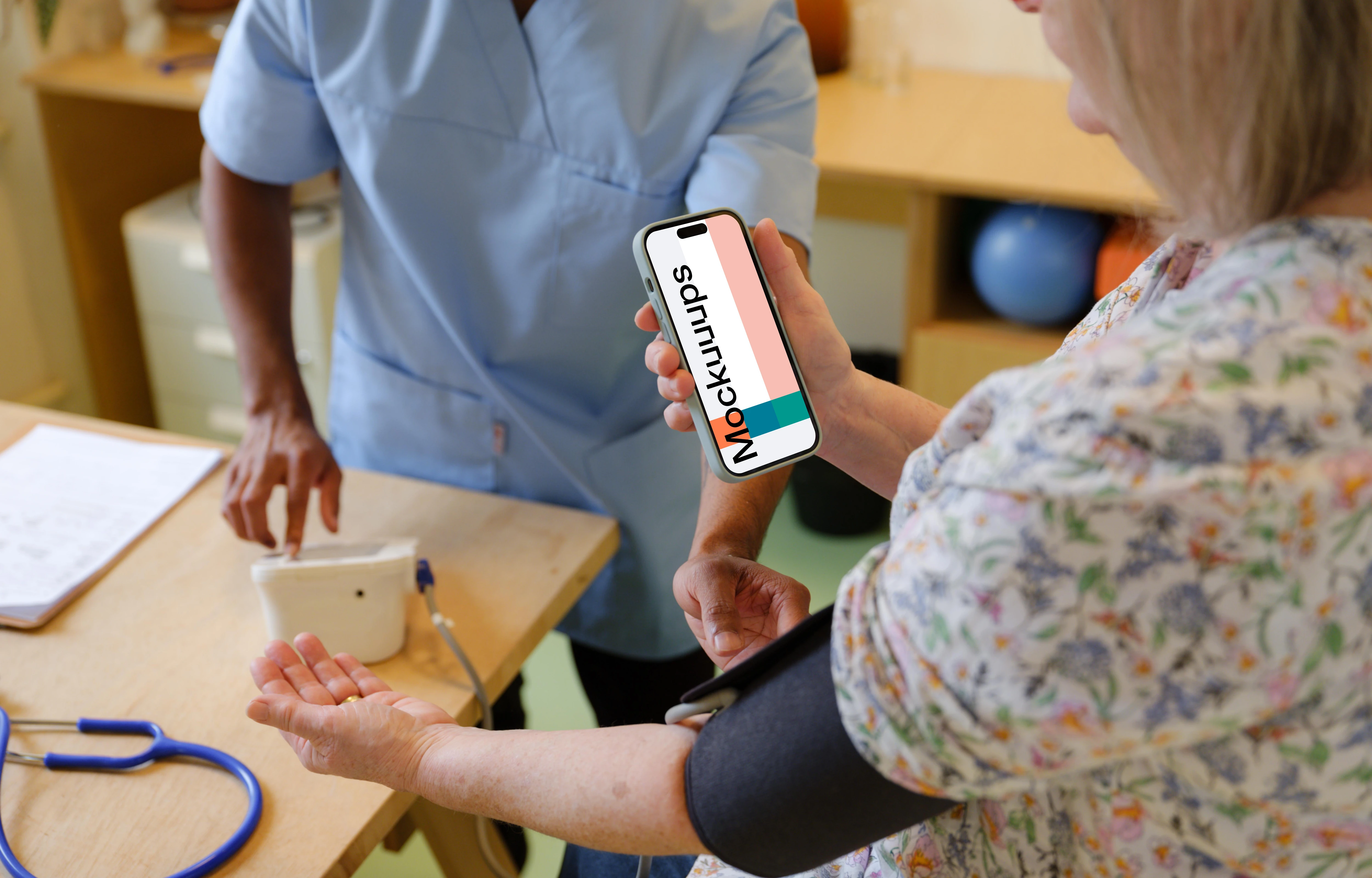 Phone mockup in the patient’s hand