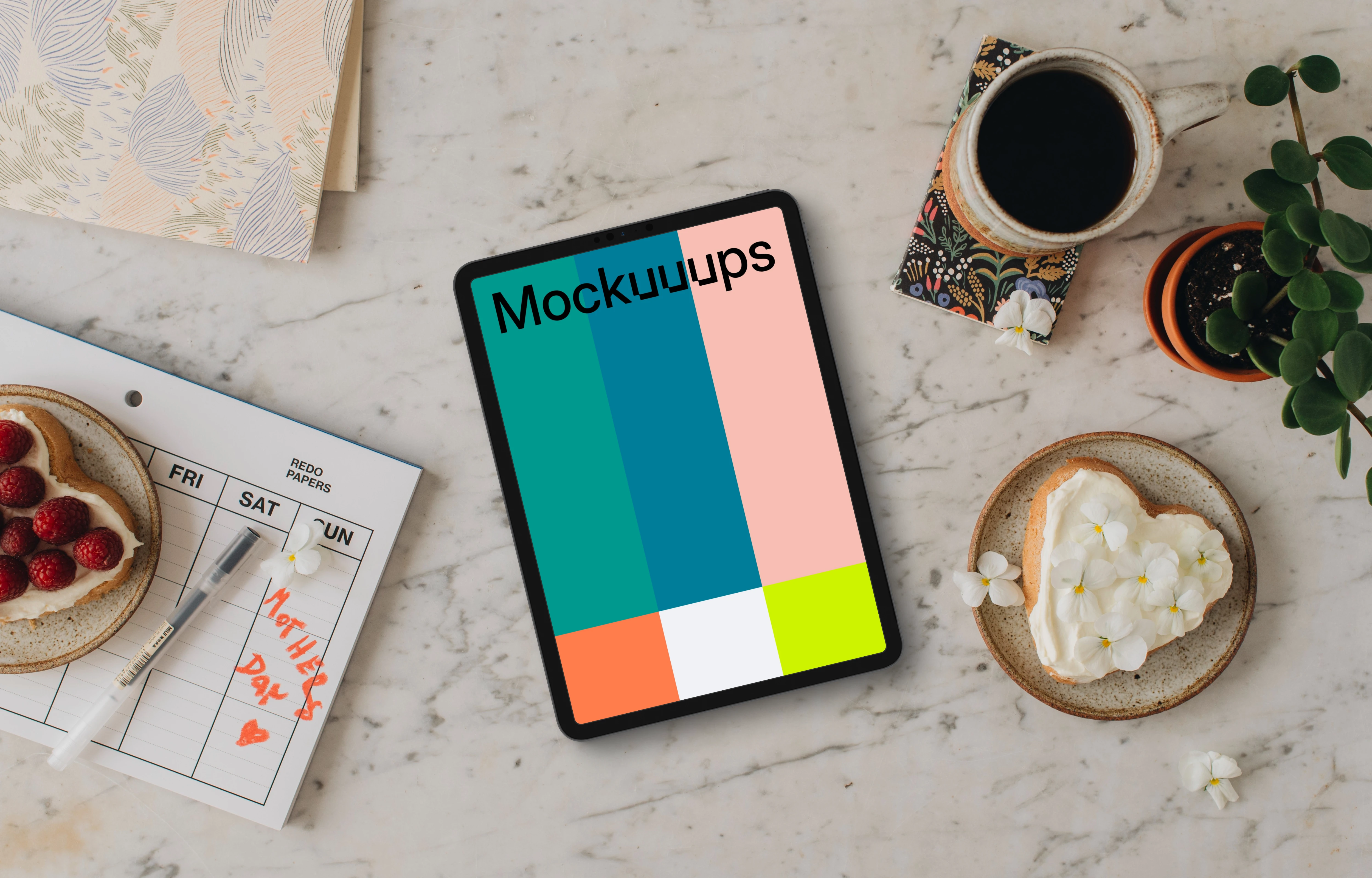 Planning for Mother’s day with tablet mockup