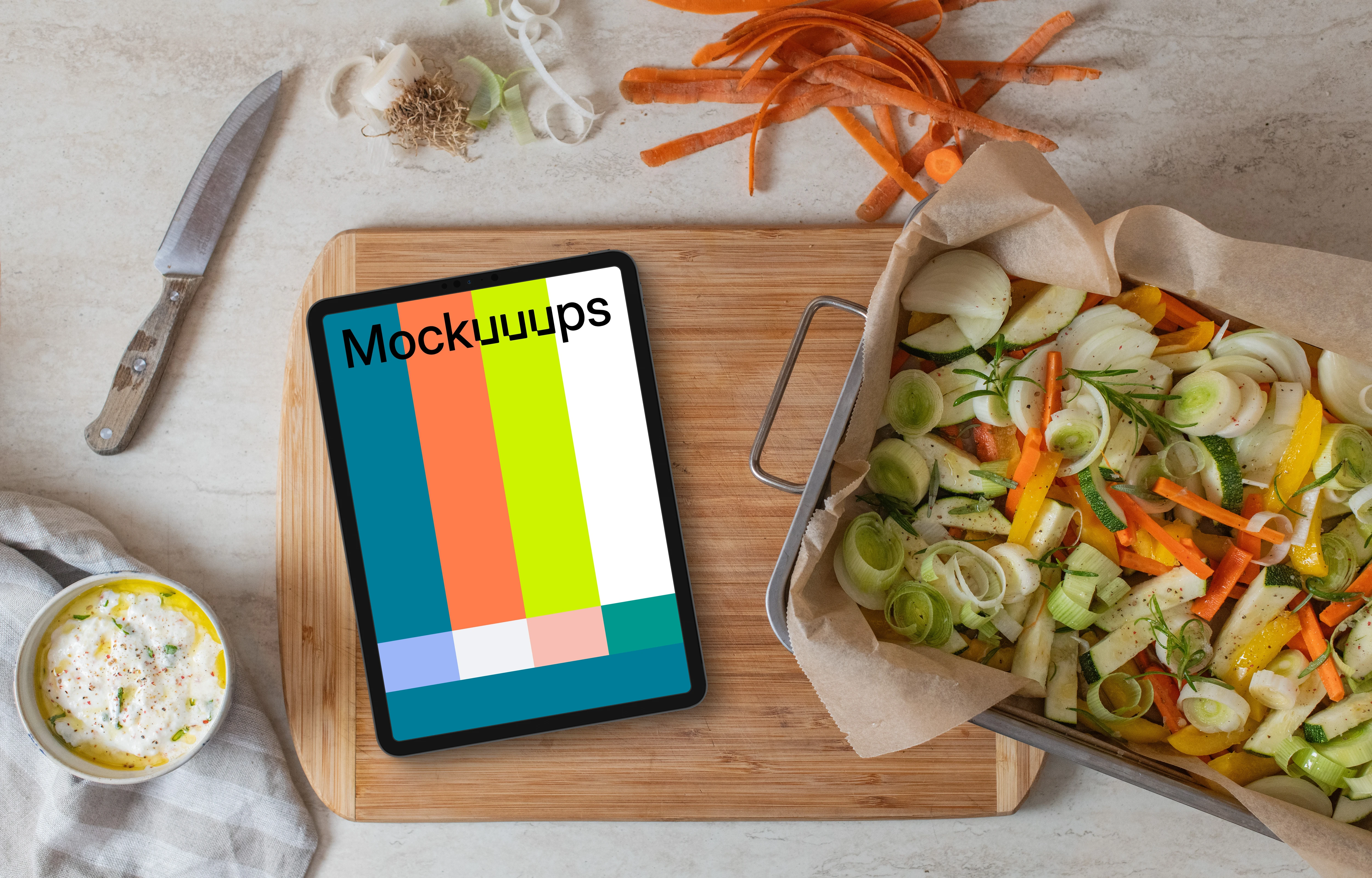 Preparation for baking with iPad mockup