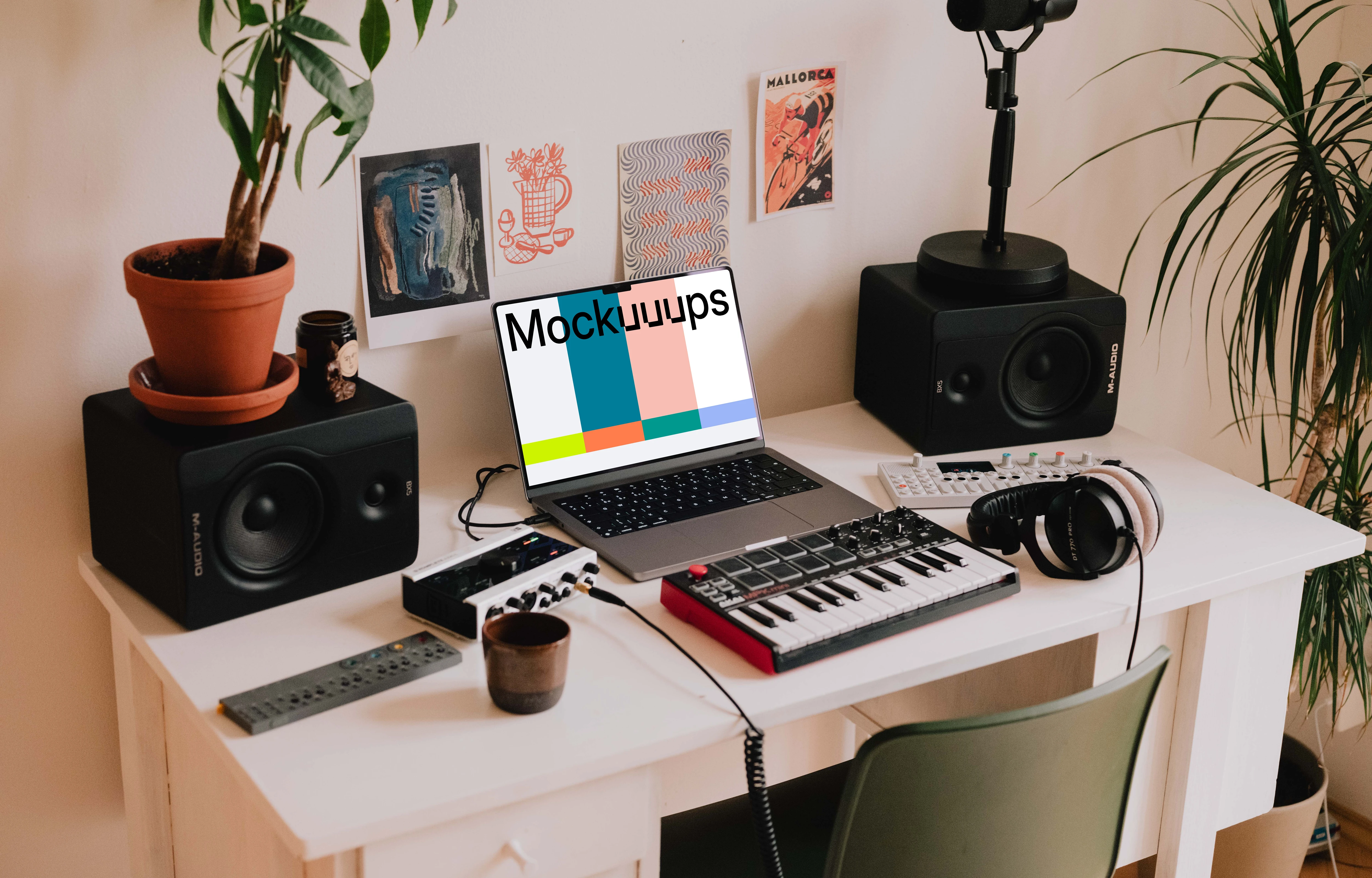 Recording podcast on the MacBook Pro mockup
