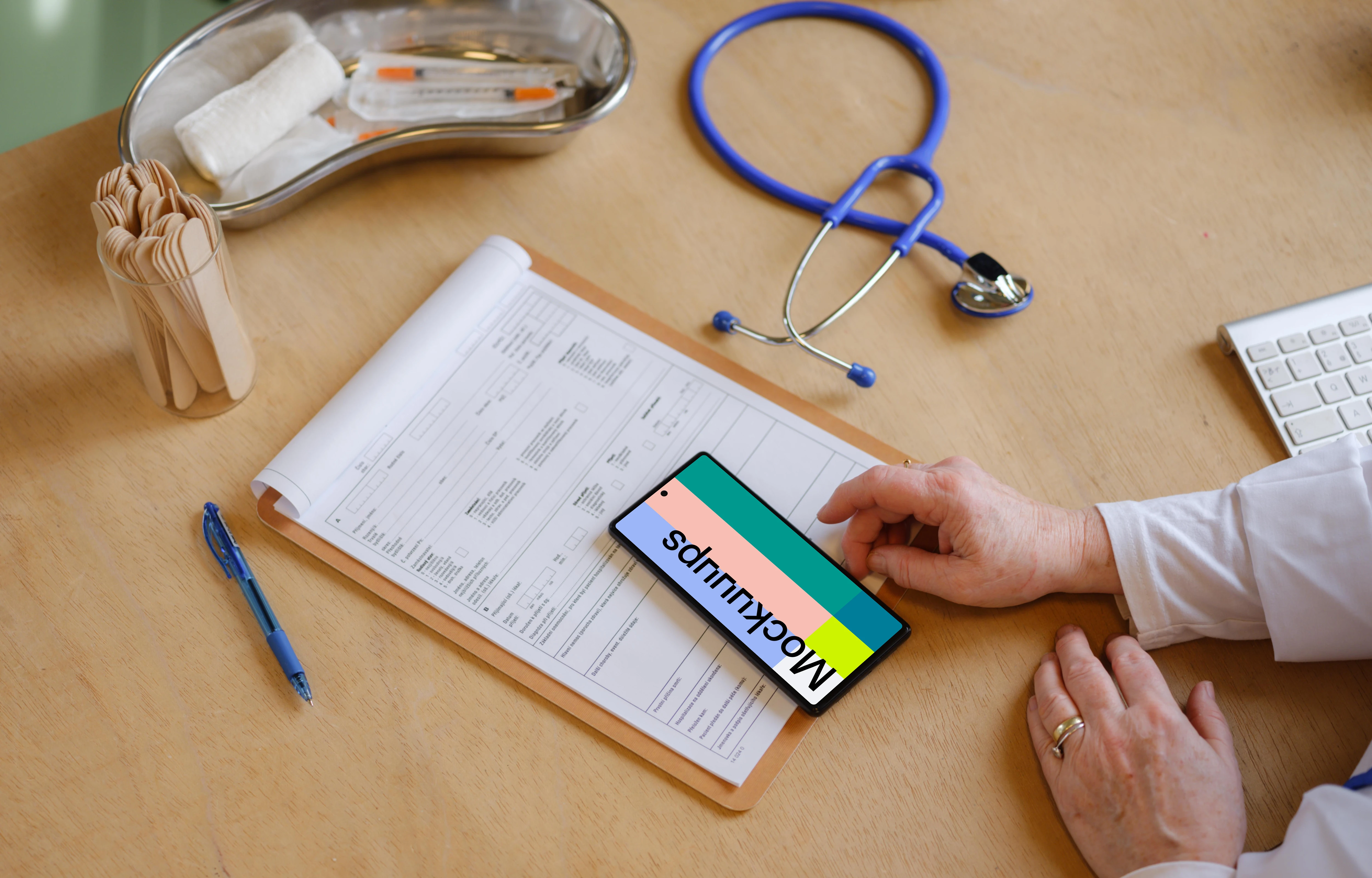 Google Pixel 6 mockup on the medical report