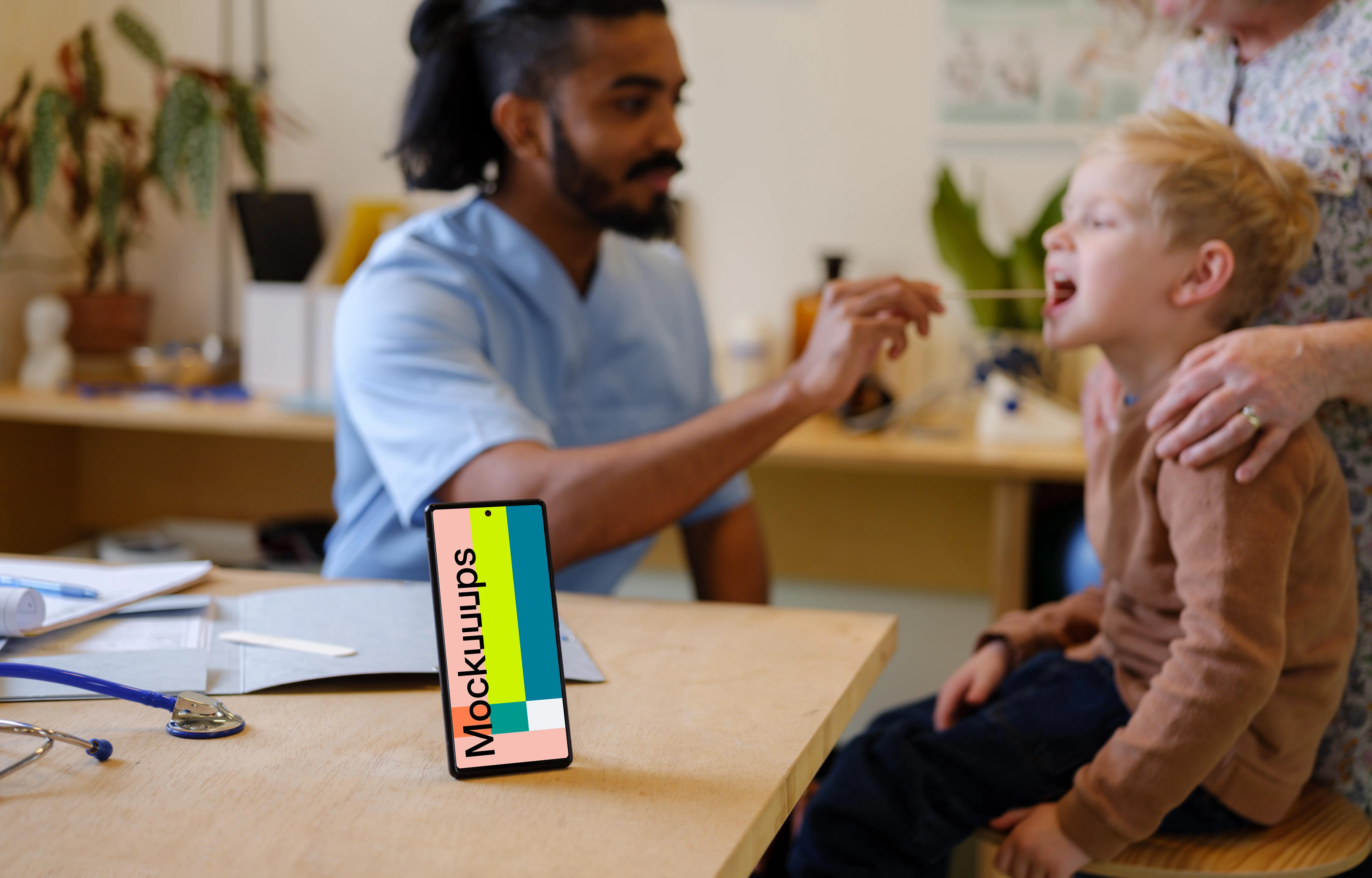 Smartphone in the children's doctor's office