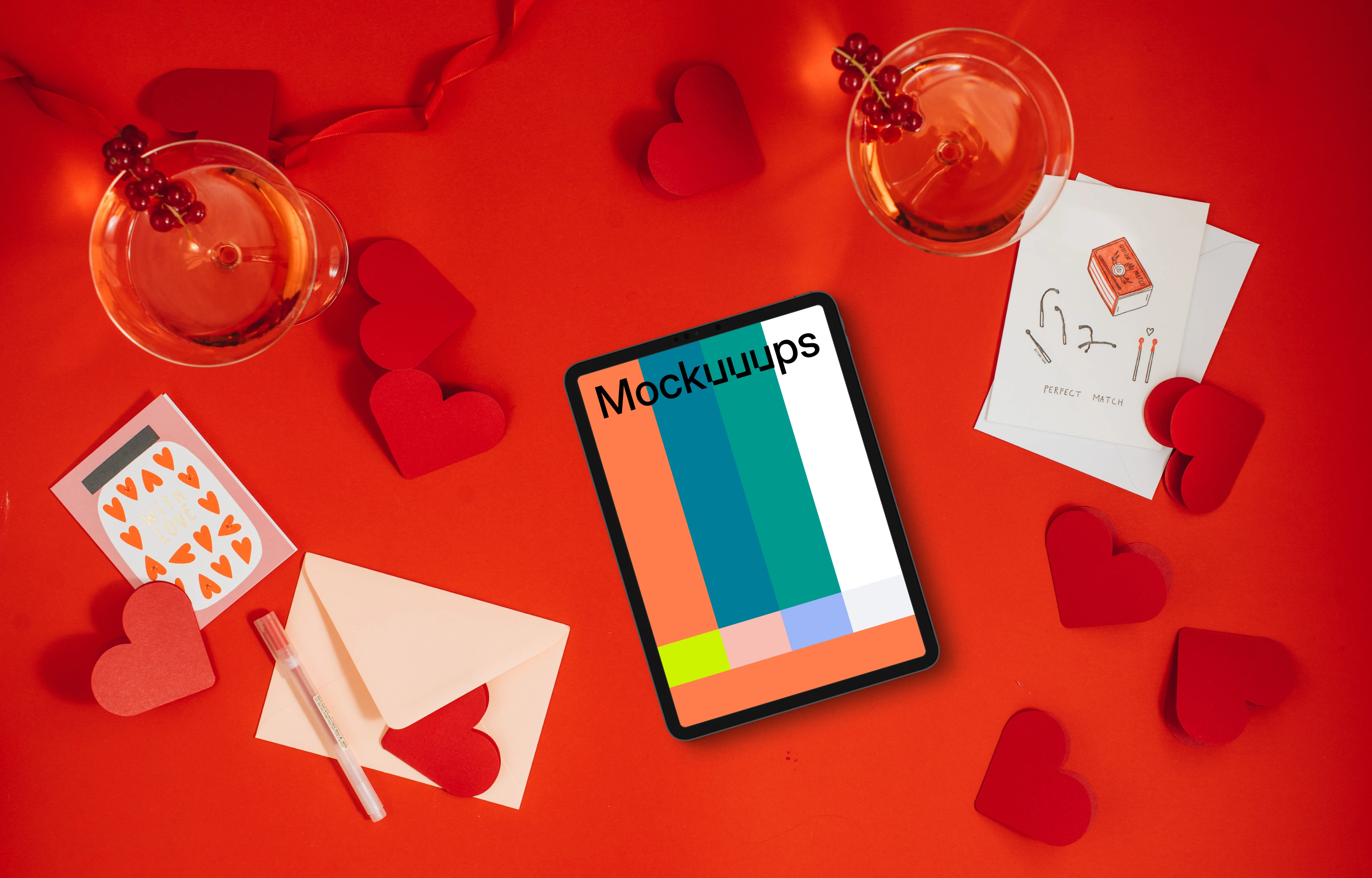 Tablet mockup with a romantic vibe
