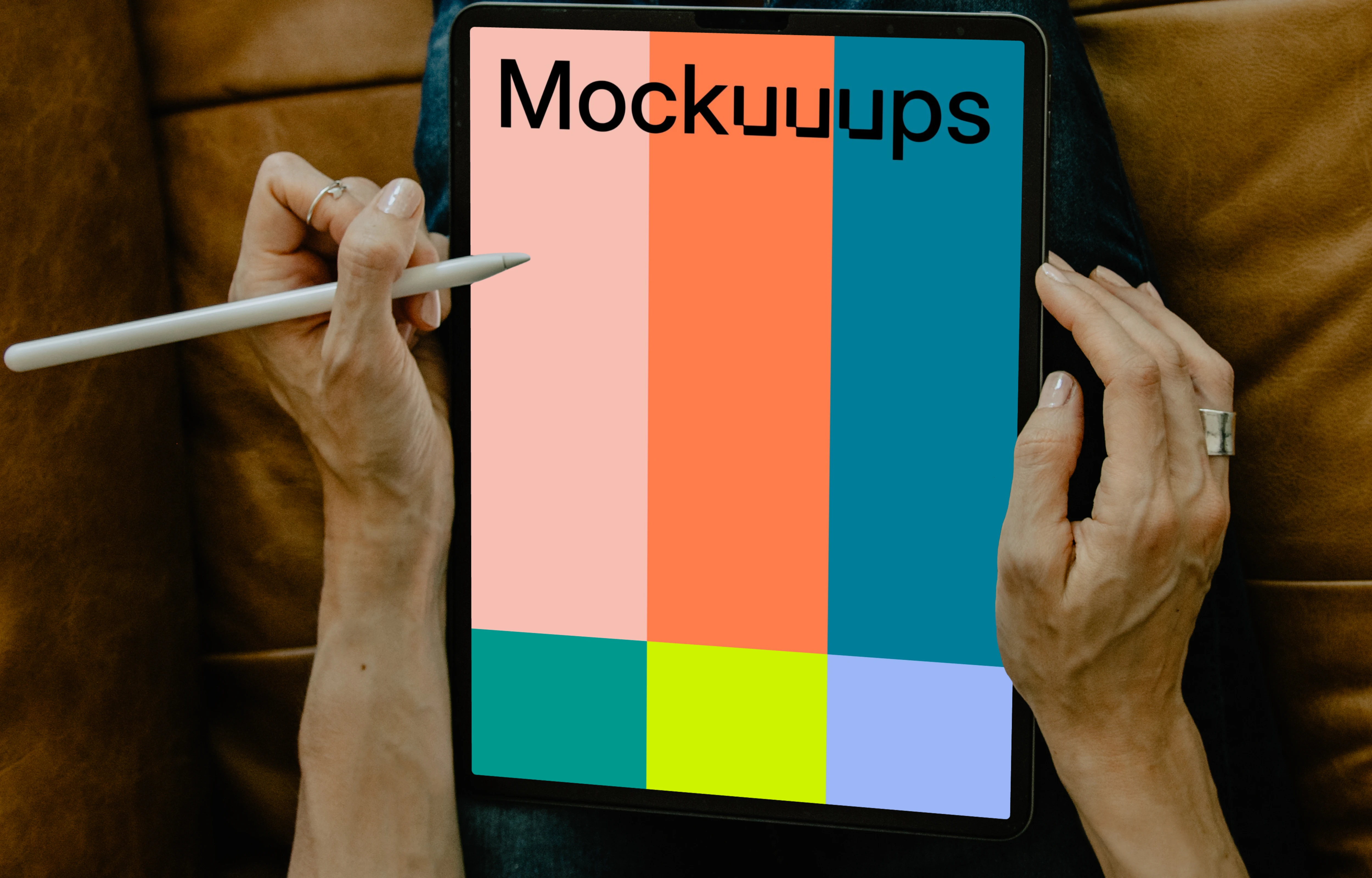 Tablet mockup with Apple pencil