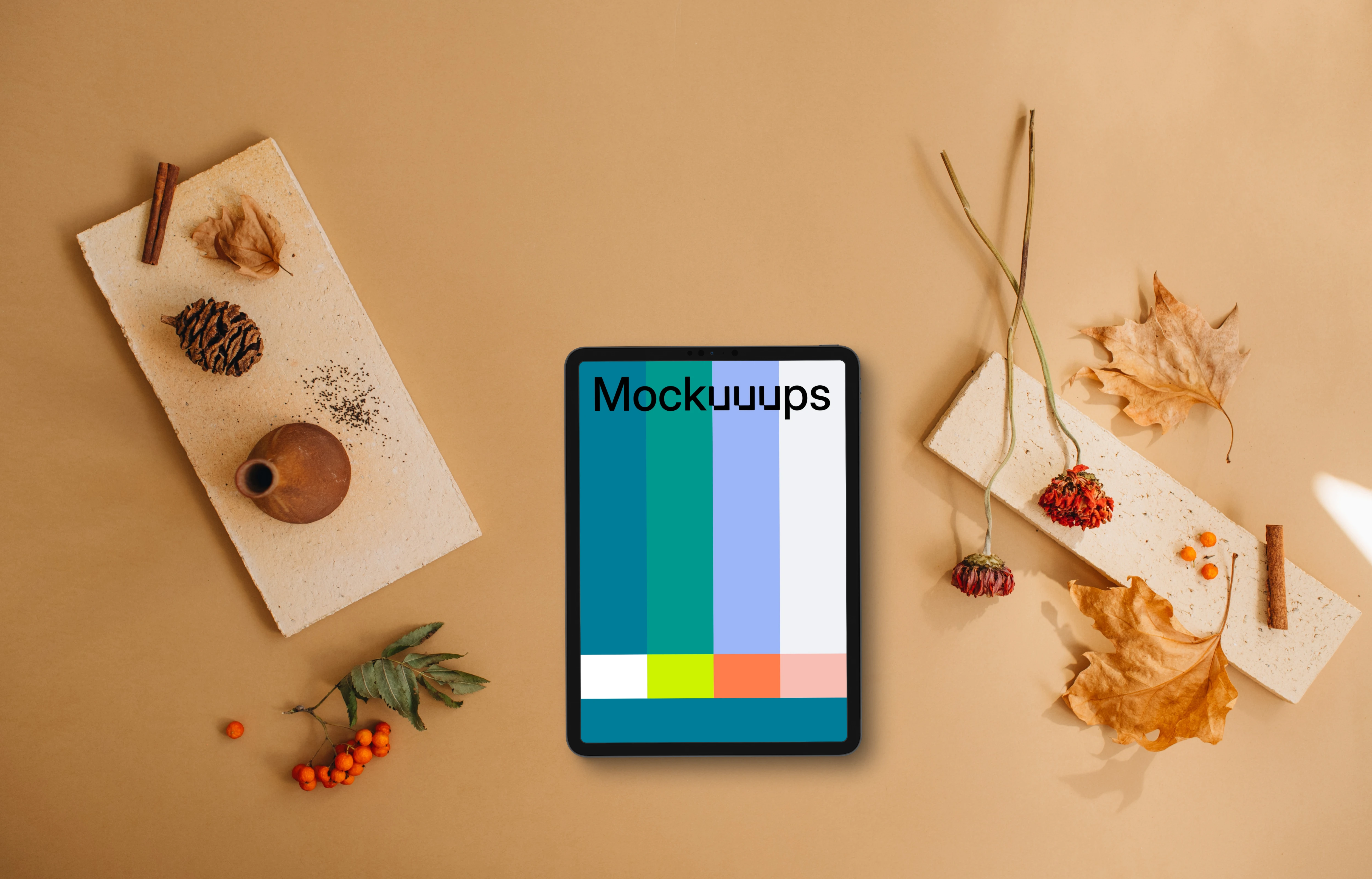 Tablet mockup with autumn styling