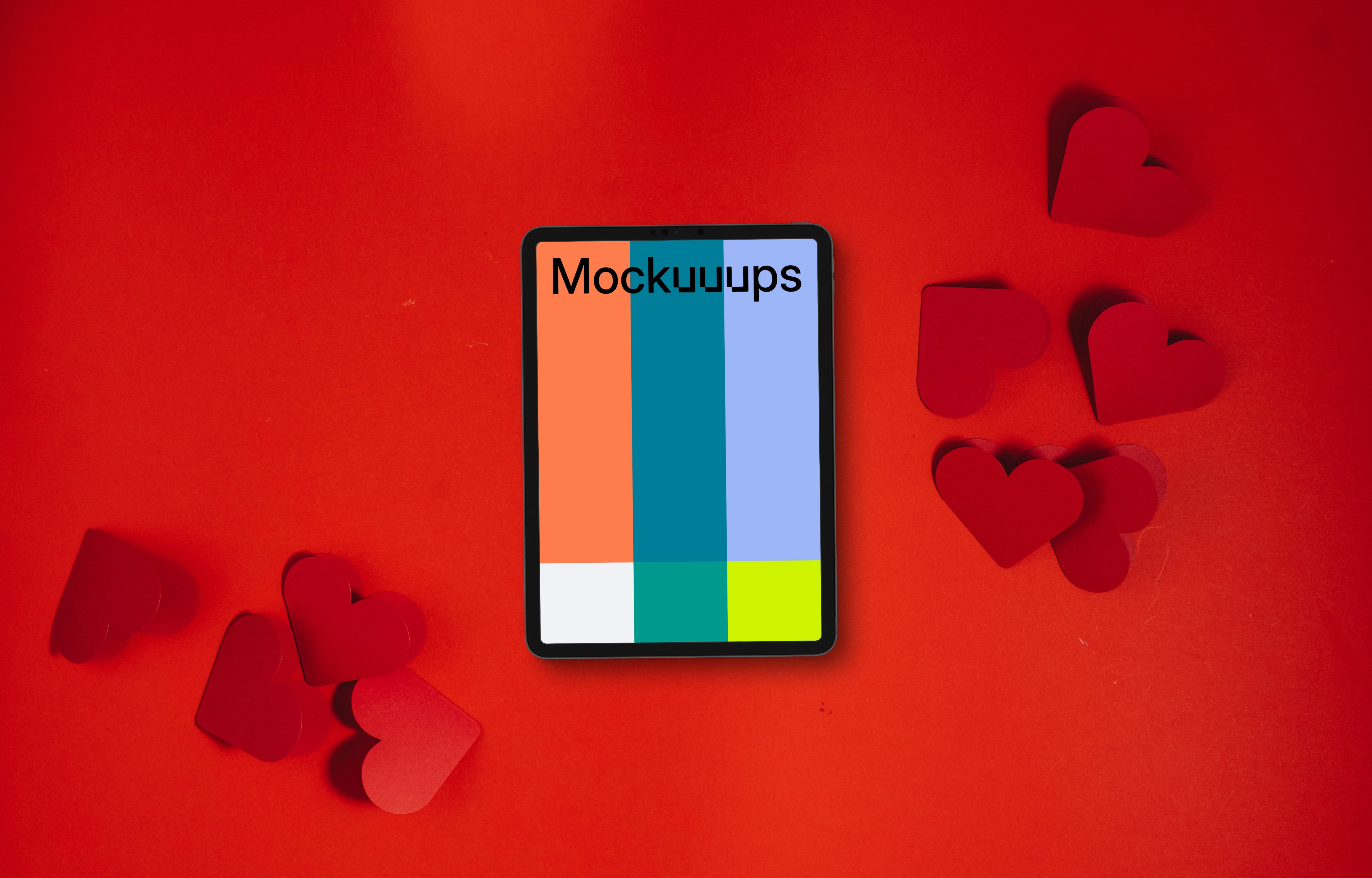 Tablet mockup with Valentine's Day concept