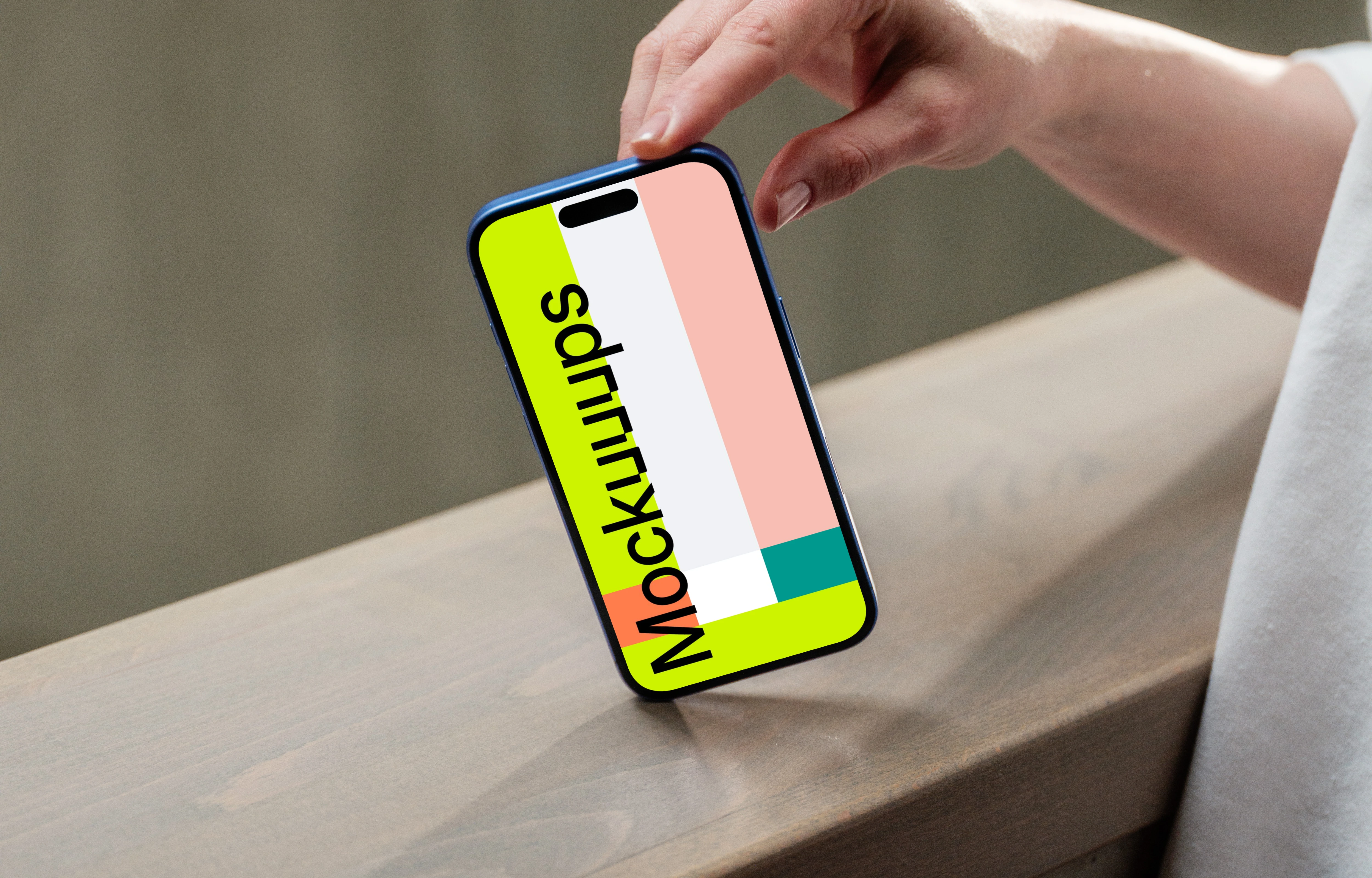 iPhone 16 mockup on industrial ledge