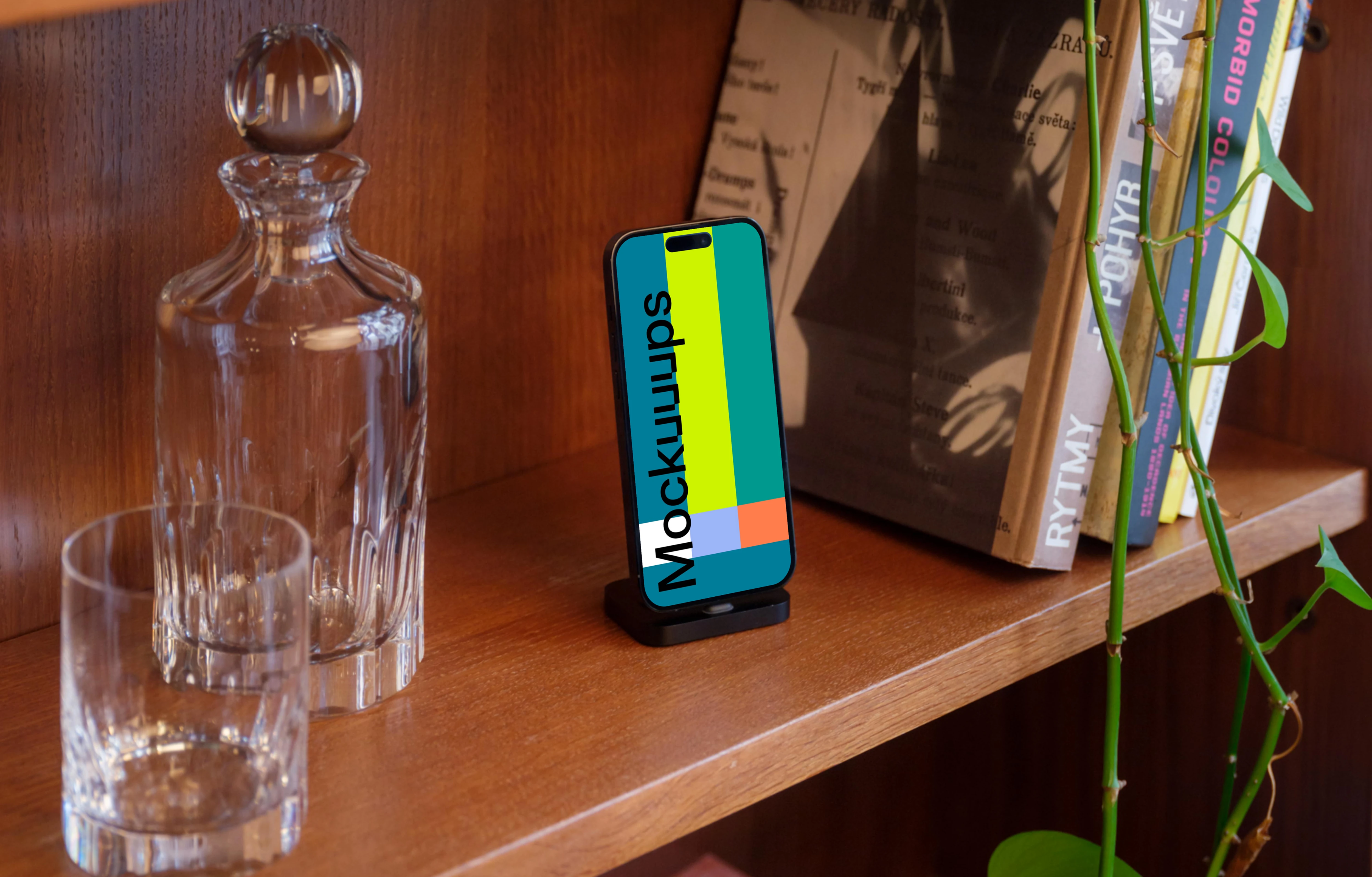 iPhone 14 Pro mockup on the shelf