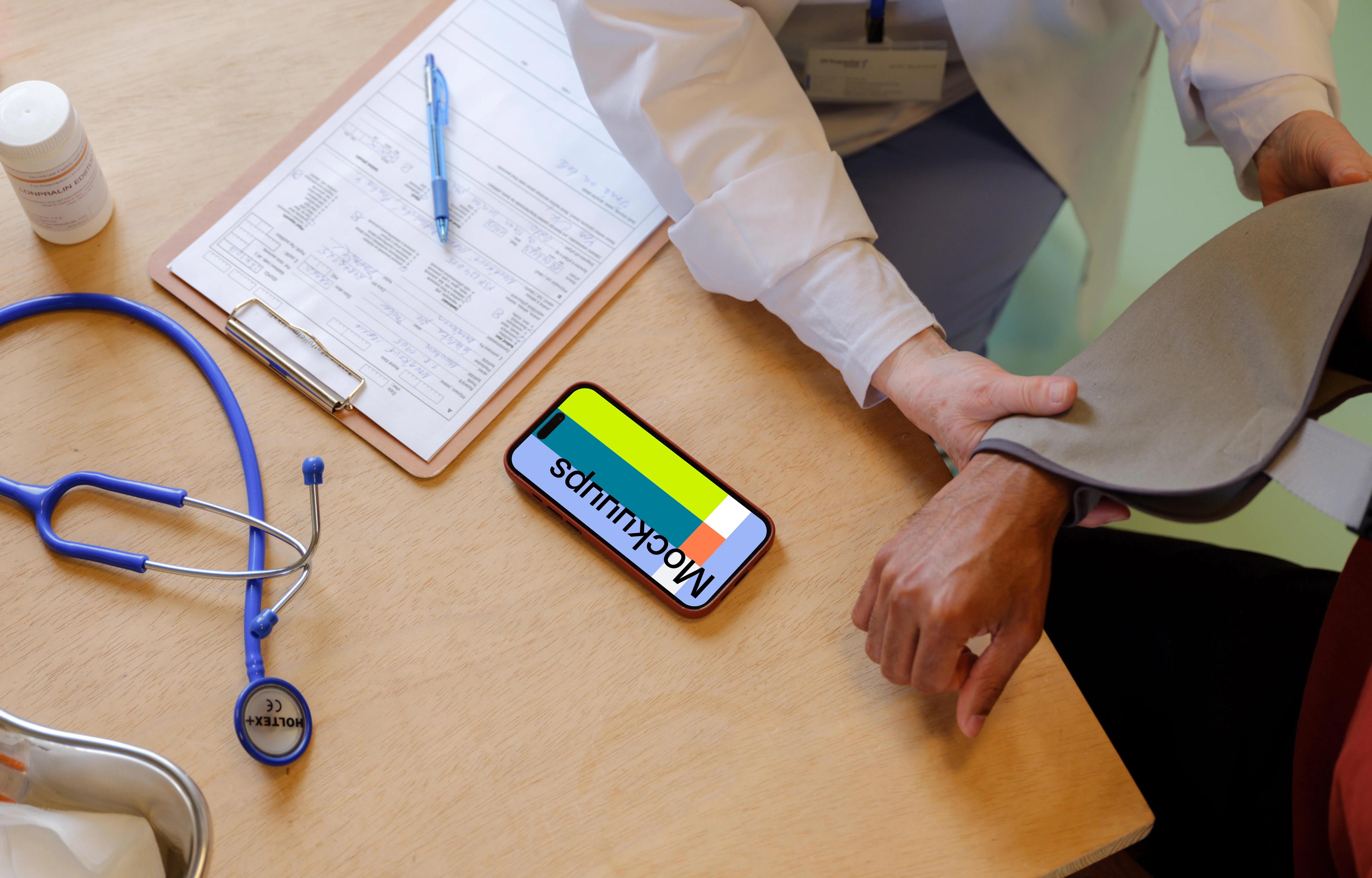 Phone mockup in doctor’s office