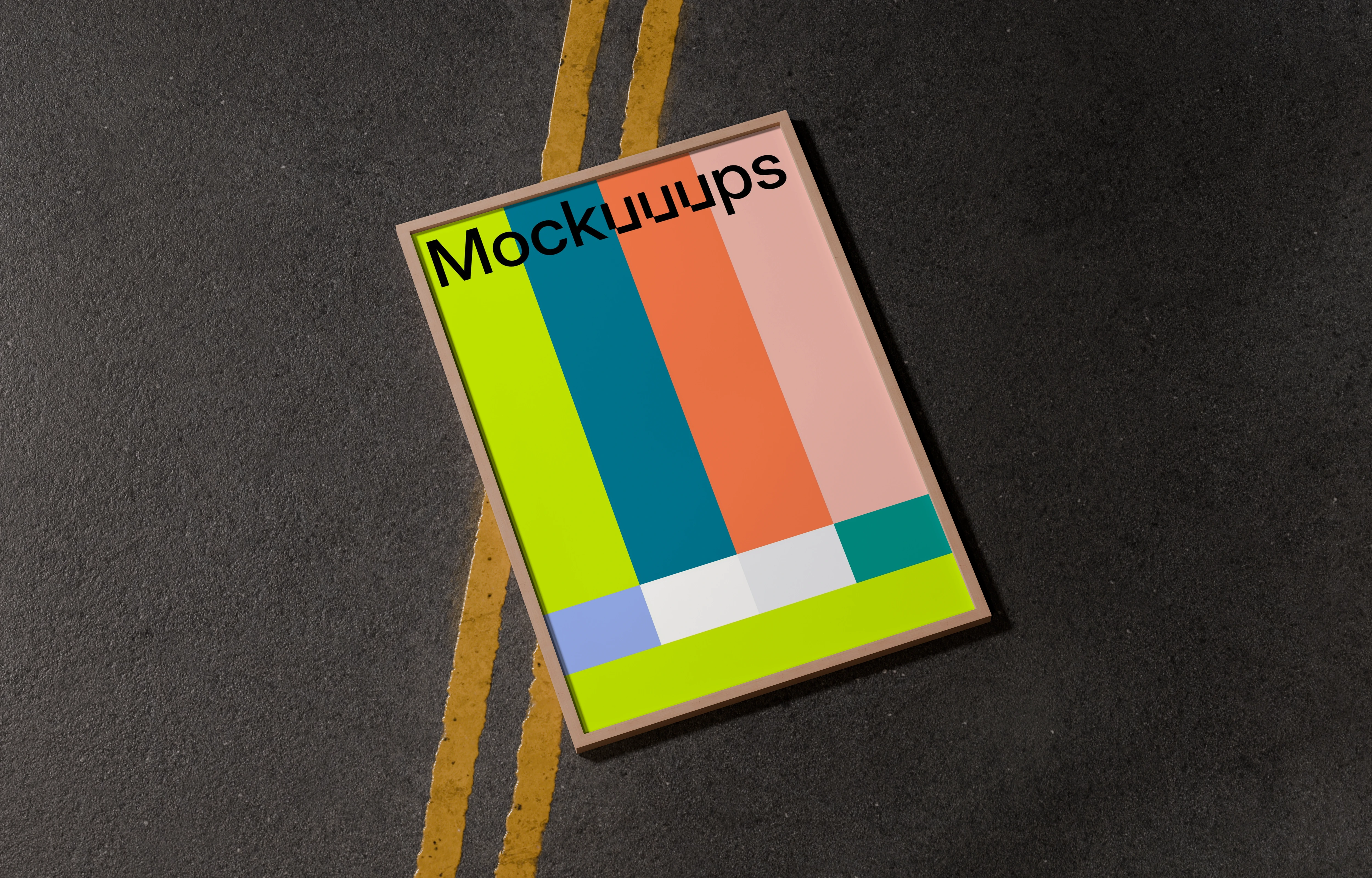 A3 poster mockup on an asphalt background
